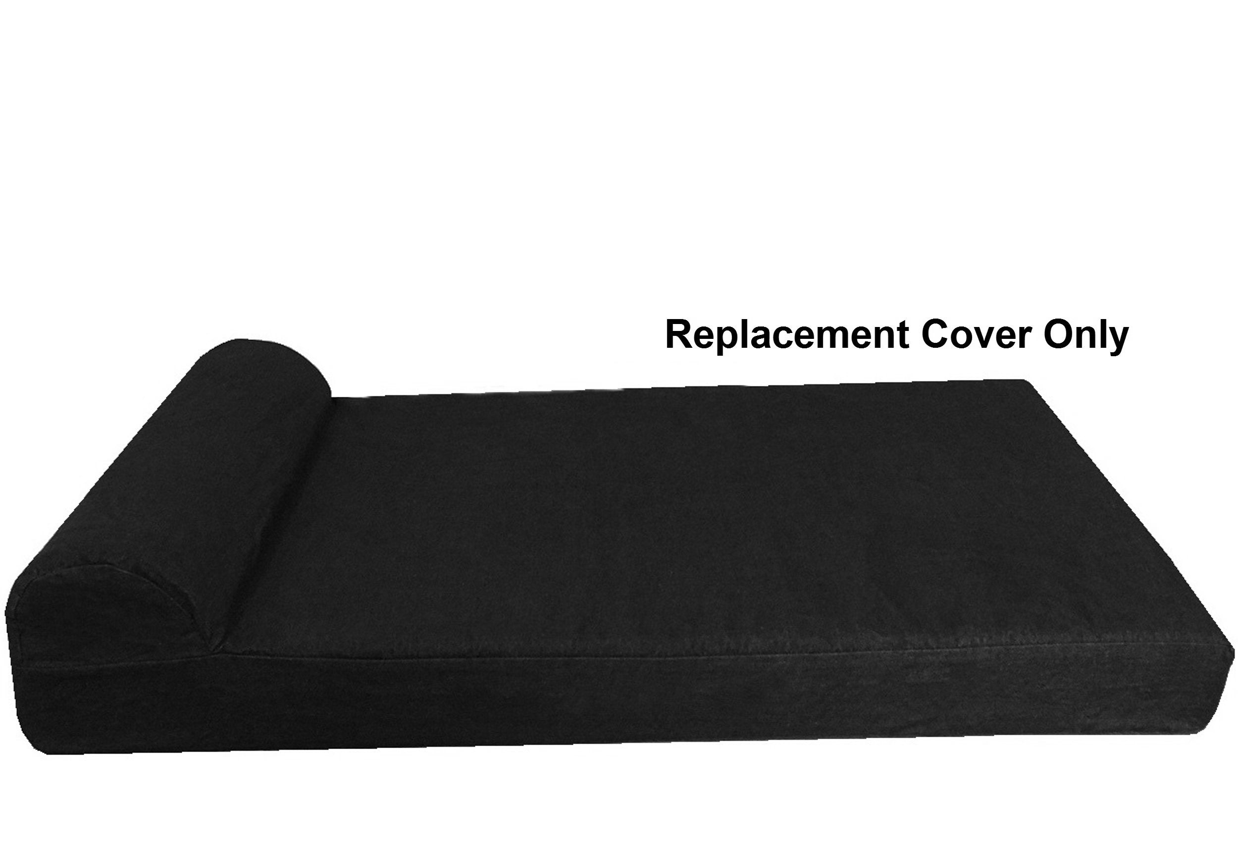Dogbed4Less Headrest Dog Pet Bed Canvas External Cover - Replacement Cover Only - Xxl 55'X37'X4' Size - Black