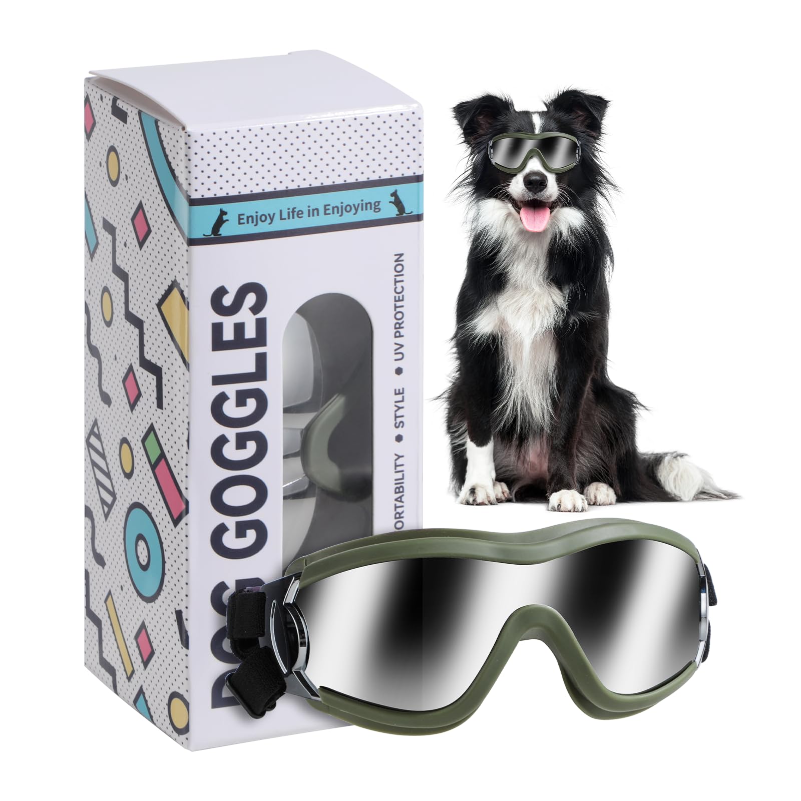 Nvted Dog Sunglasses Goggles, Uv Wind Dust Fog Protection Pet Glasses Eye Wear Protection With Adjustable Strap For Medium Or La