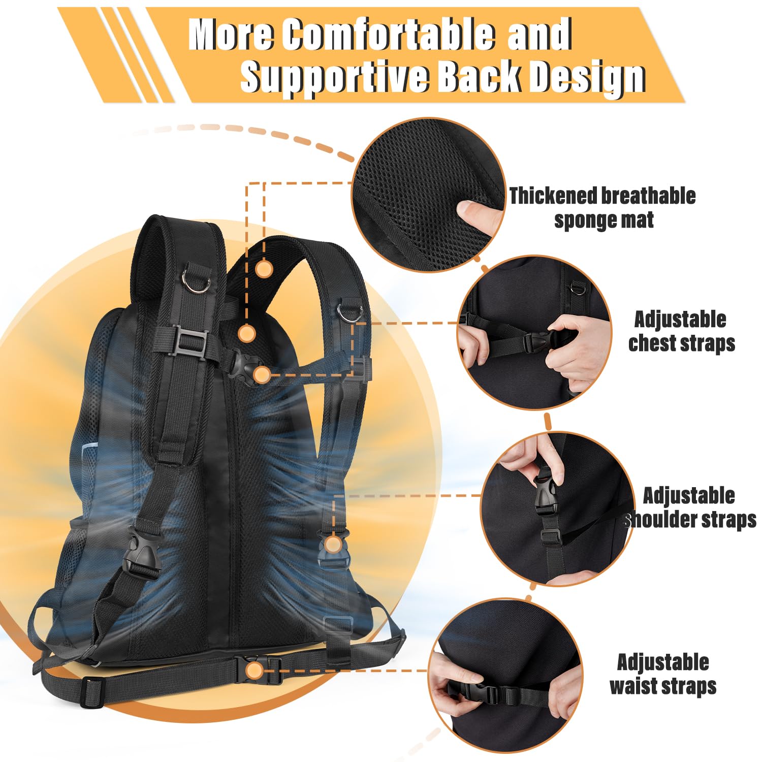 YUDODO Dog Carrier Backpack Pet Dog Carrier Front Pack Breathable Head Out Reflective Safe Warm Doggie Carrier Backpack for Smal