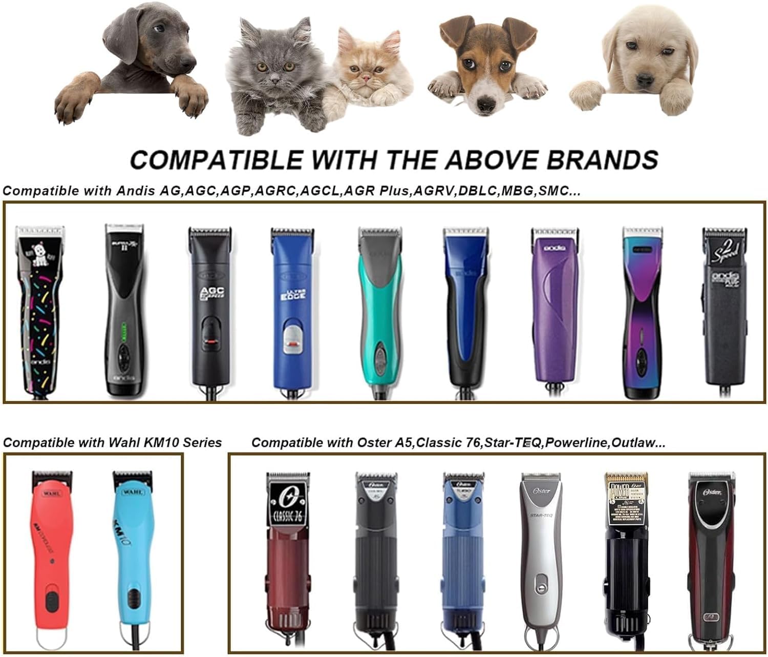 3Pcs 10 Blades Dog Grooming Blades Compatible With Andis,Oster A5,Wahl Km10 Dog Clippers,Size-#10, 1/16-Inch Cut Length (3Pcs #1