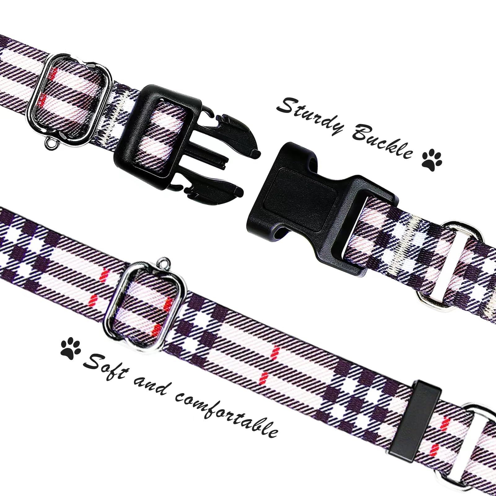 Hikiko Martingale Collar For Dogs With Buckle For Small Medium Large Dogs Soft Nylon Halloween Dog Collars Walking Training(Purp