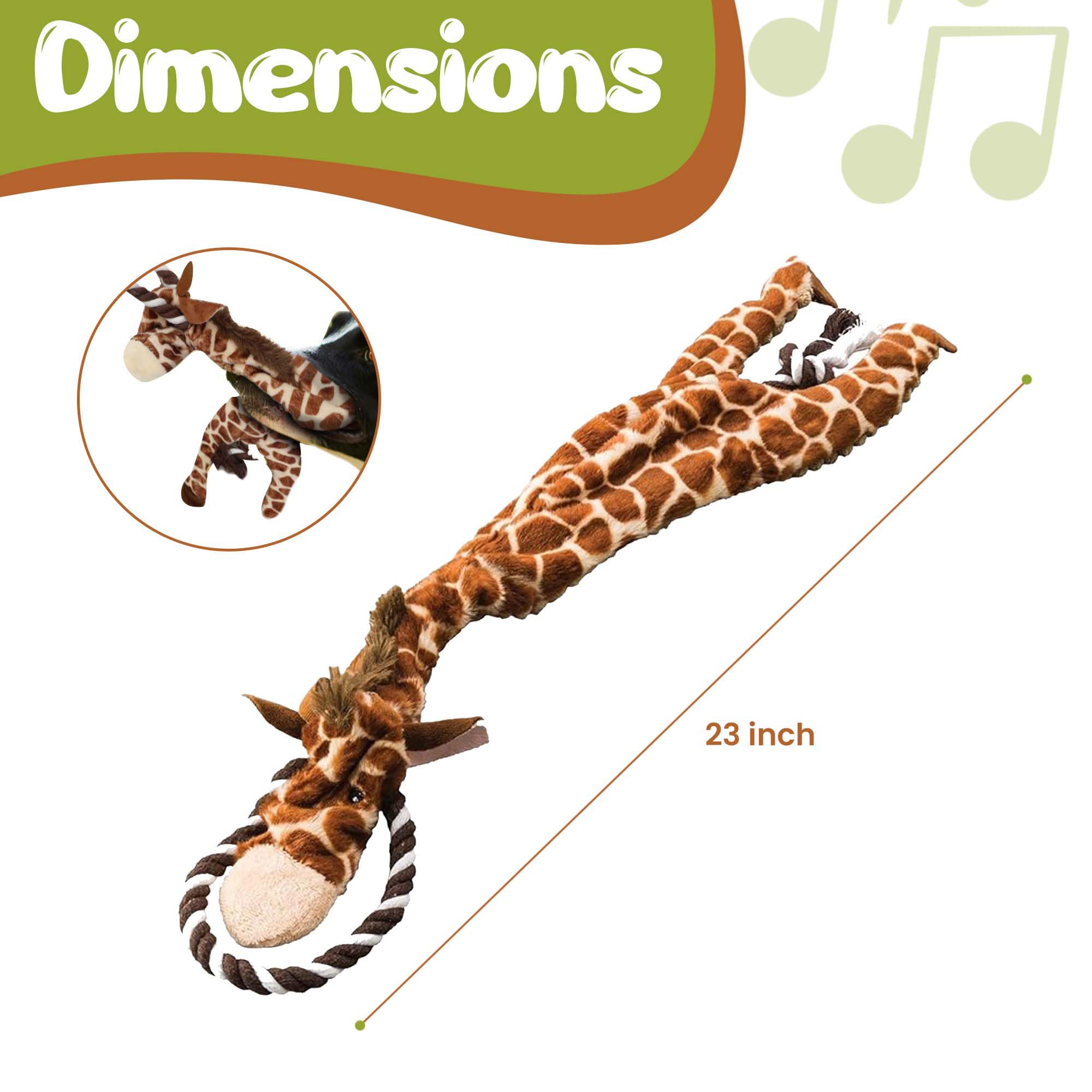 Spot Skinneeez Tugs Jungle Dog Toy - Rope Design For Extra Strength, With Squeaker & Crinkle, Stuffingless Design For Strong Chewers, Tug Toy For Medium To Large Puppies & Dogs - 23In, Style May Vary