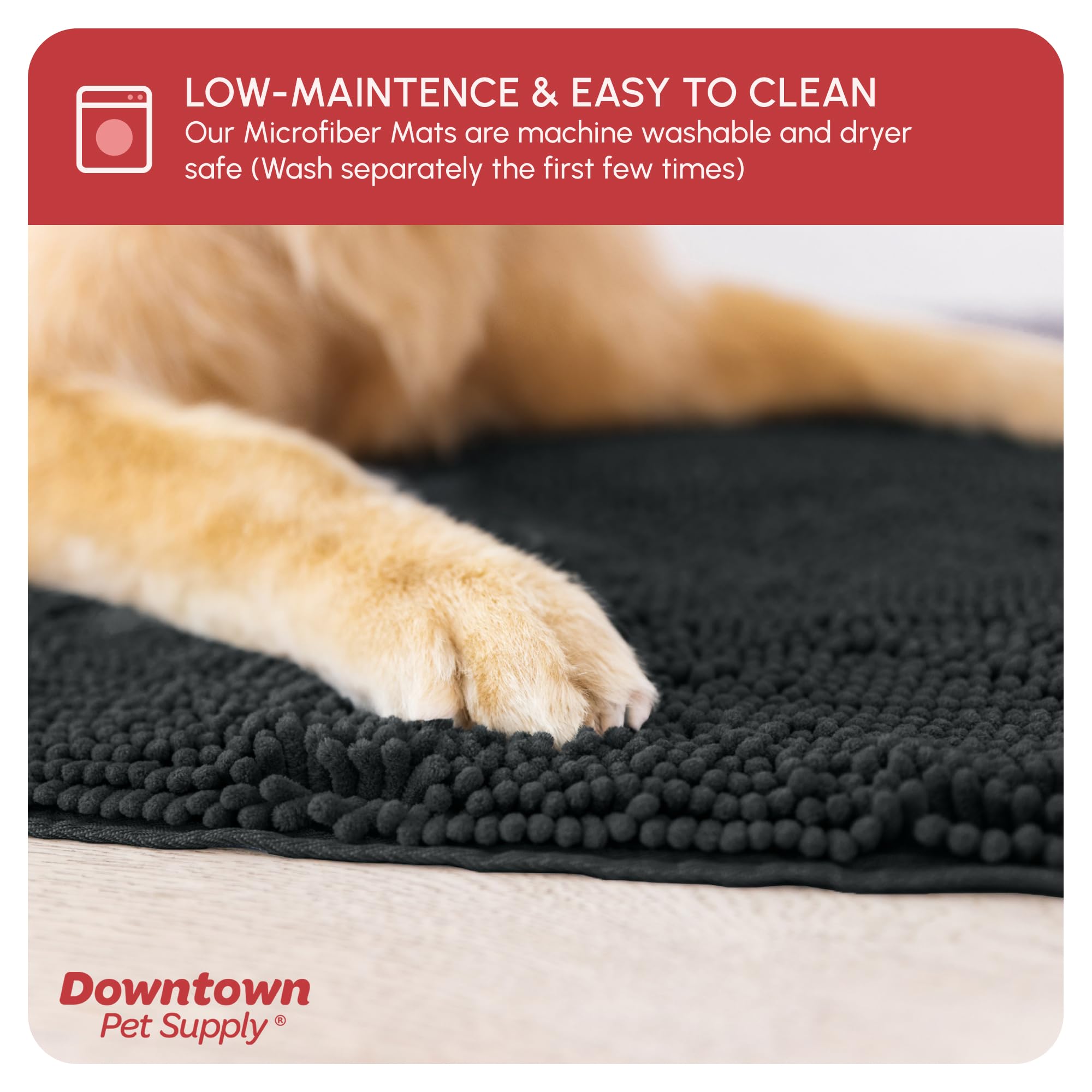My Doggy Place Microfiber Dog Mat for Muddy Paws, 60 x 36 Charcoal - Non-Slip, Absorbent and Quick-Drying Dog Paw Cleaning Mat,