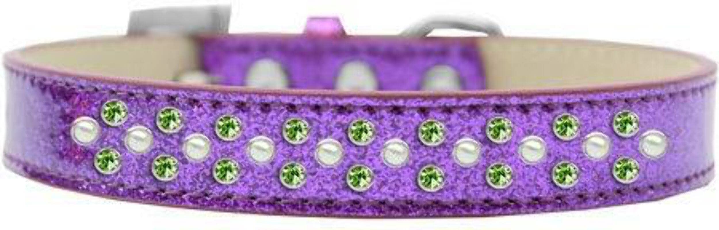 Mirage Pet Products Sprinkles Ice Cream Dog Collar with Pearl and Lime Green Crystals, Size 14, Black