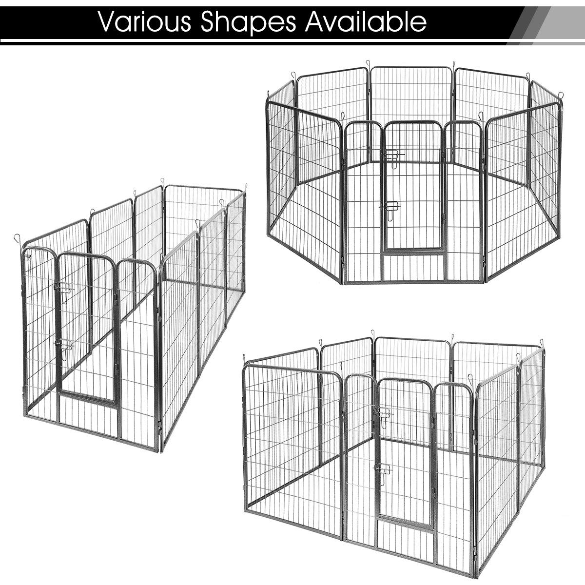 Giantex 16/8 Panel Pet Playpen with Door, Foldable Dog Exercise Pen, Portable Configurable Cat Chicken Rabbit Fence Outdoor Outd