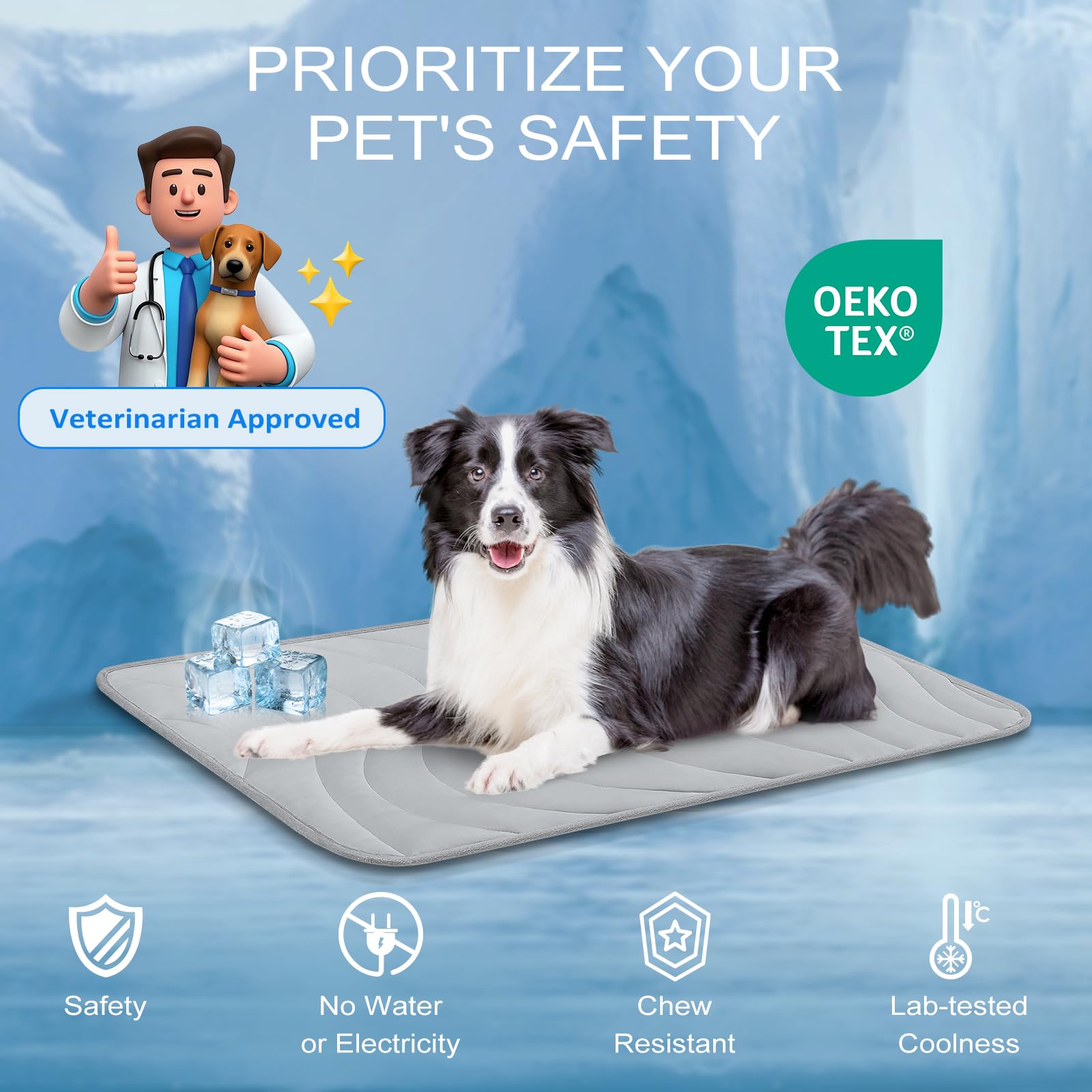 Cozyide Dog Cooling Mat, Small Cooling Mat For Dogs, Reversible Pad For Dog, 28'' L X 22'' W, Light Grey