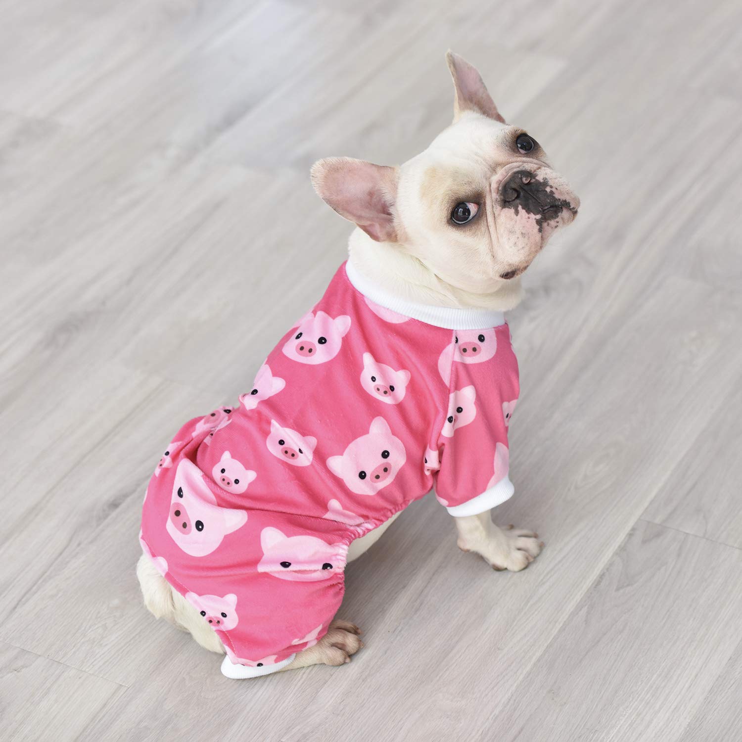Cutebone Pink Pig Dog Pajamas Cute Cat Clothes Pet Pjs Onesie, Medium P46M