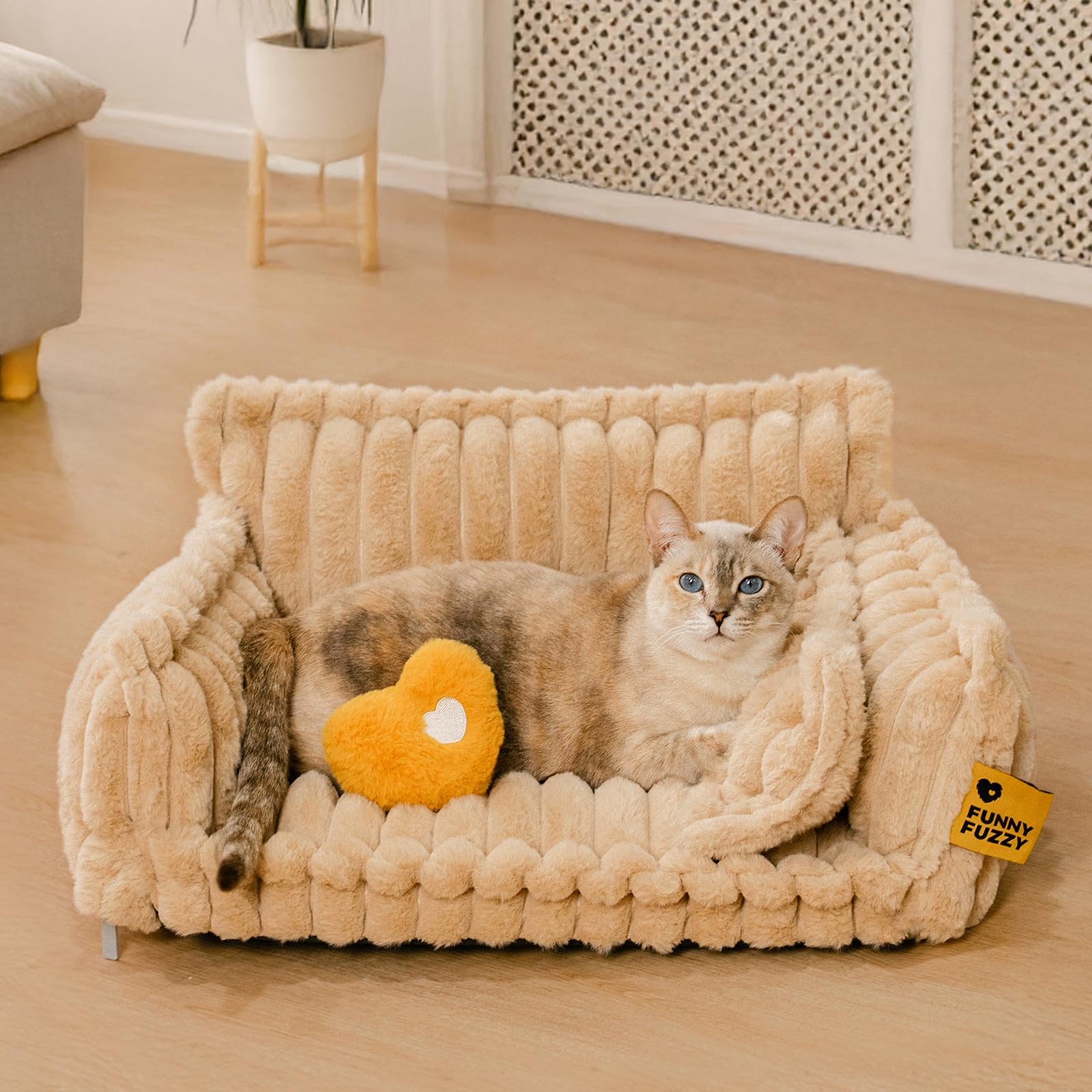 Funny Fuzzy Dog Bed For Small Dogs - Orthopedic Dog Sofa With Removable Washable Cover And Anti-Slip Bottom, Supportive Foam Pet
