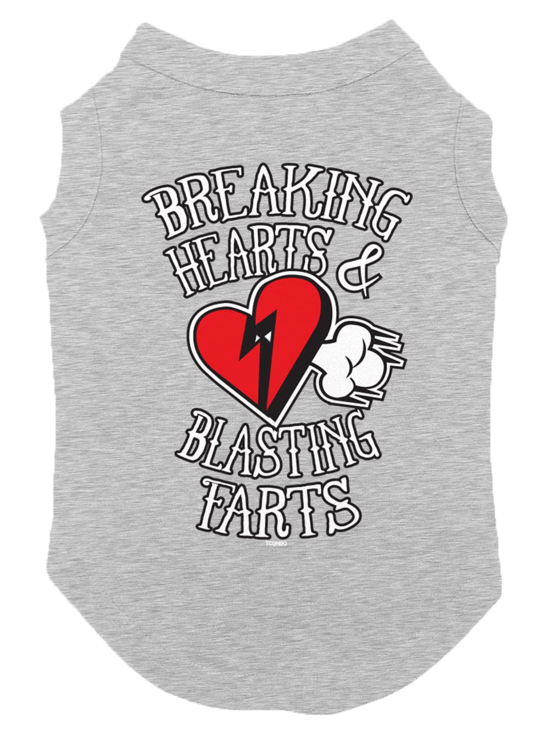 Tcombo Breaking Hearts & Blastings Farts Dog Shirt (Light Gray, Small)