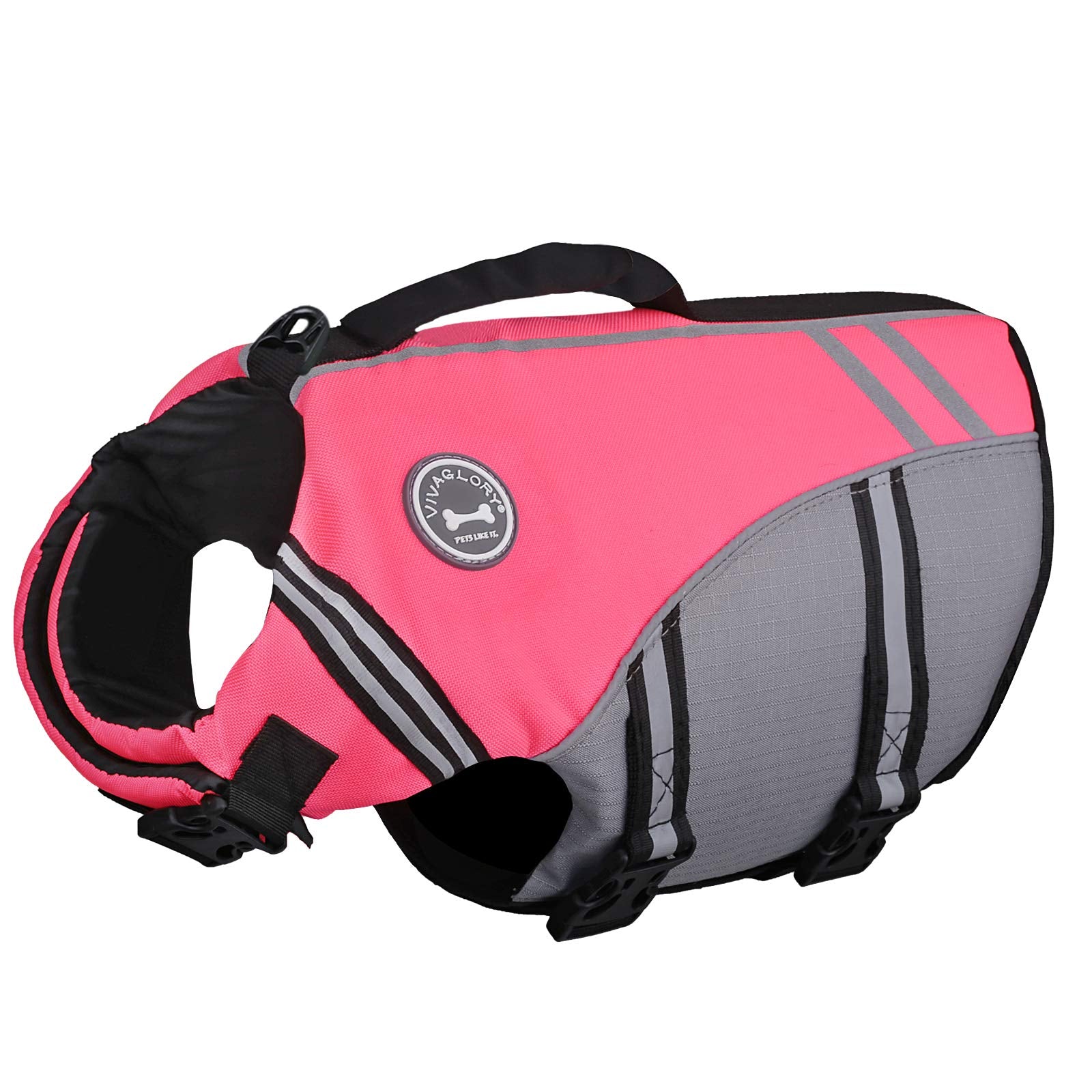 Vivaglory Sports Style Dog Life Jacket With Extra Flotation, Adjustable & Durable Swim Life Vest With Secure Fastening System Fo
