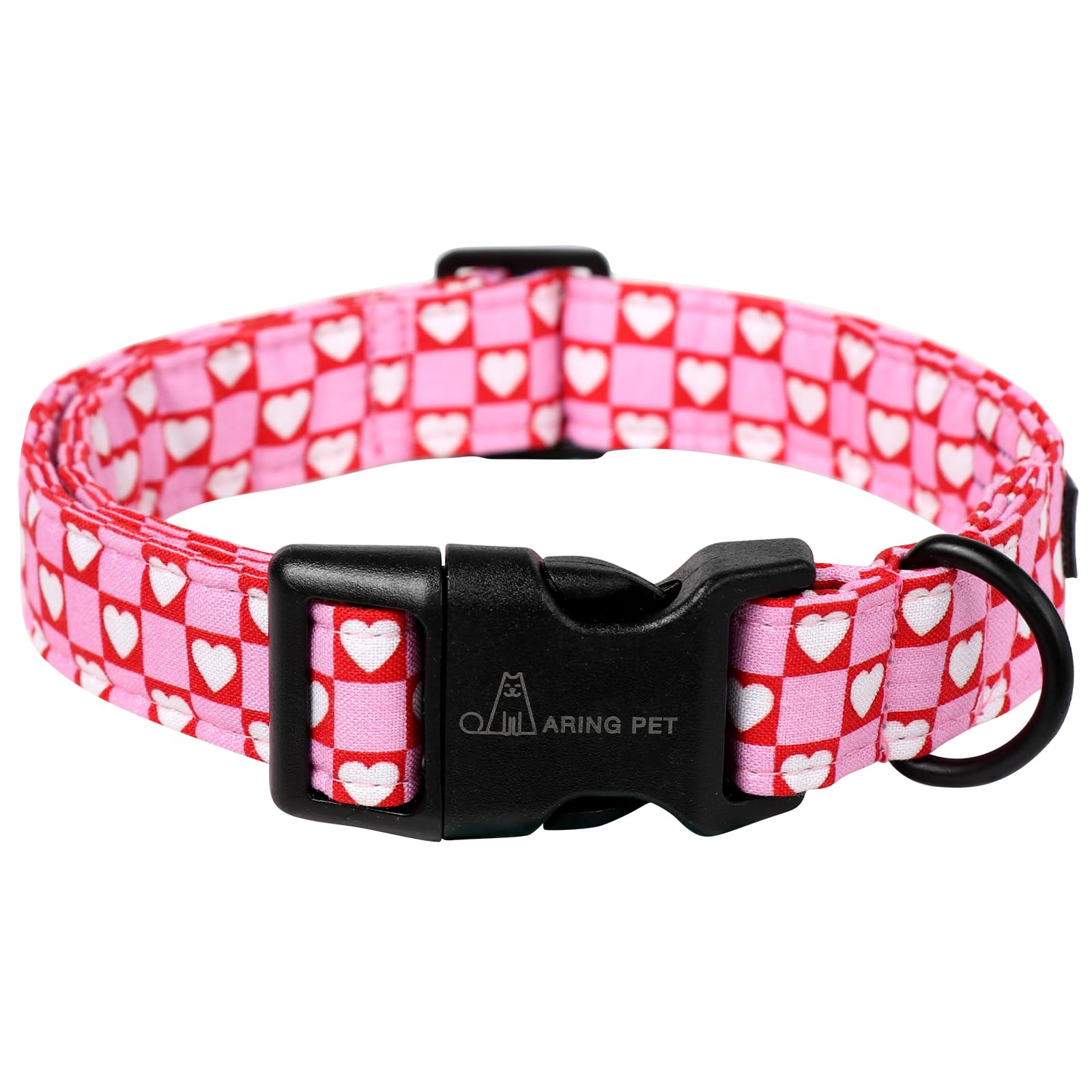 Aring Pet Valentine'S Day Dog Collar-Cotton Pink Heart Dog Collar, Adjustable Valentine Pet Collars Girl Puppy Collar With Quick