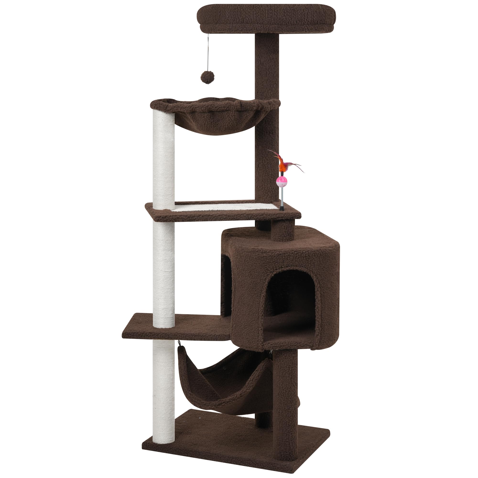 Yunique Cat Tree With Cat Condo Scratch Post And Big Hammock, Green