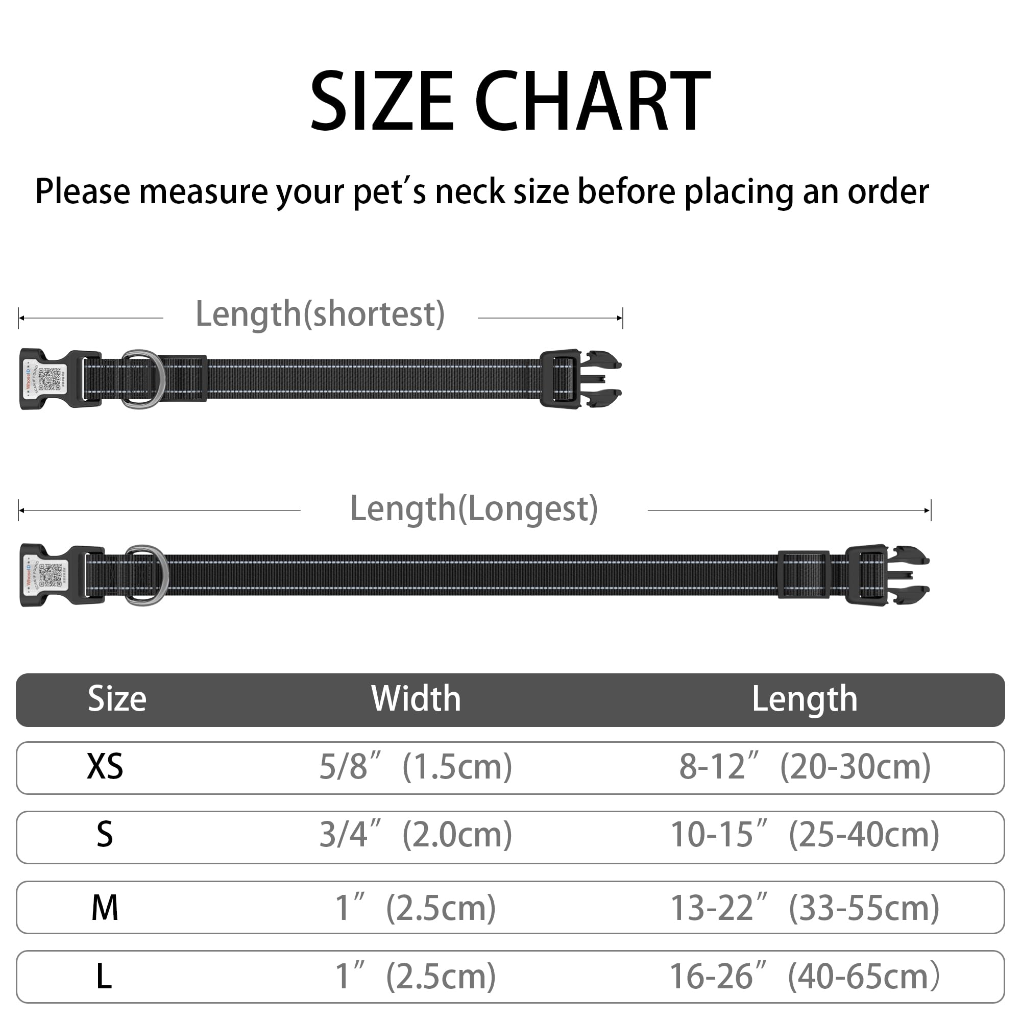 Dog Collar With Qr Code, Reflective Pet Collar, Soft Neoprene Padded & Safety Locking Buckle Adjustable Dog Collar For Medium Do