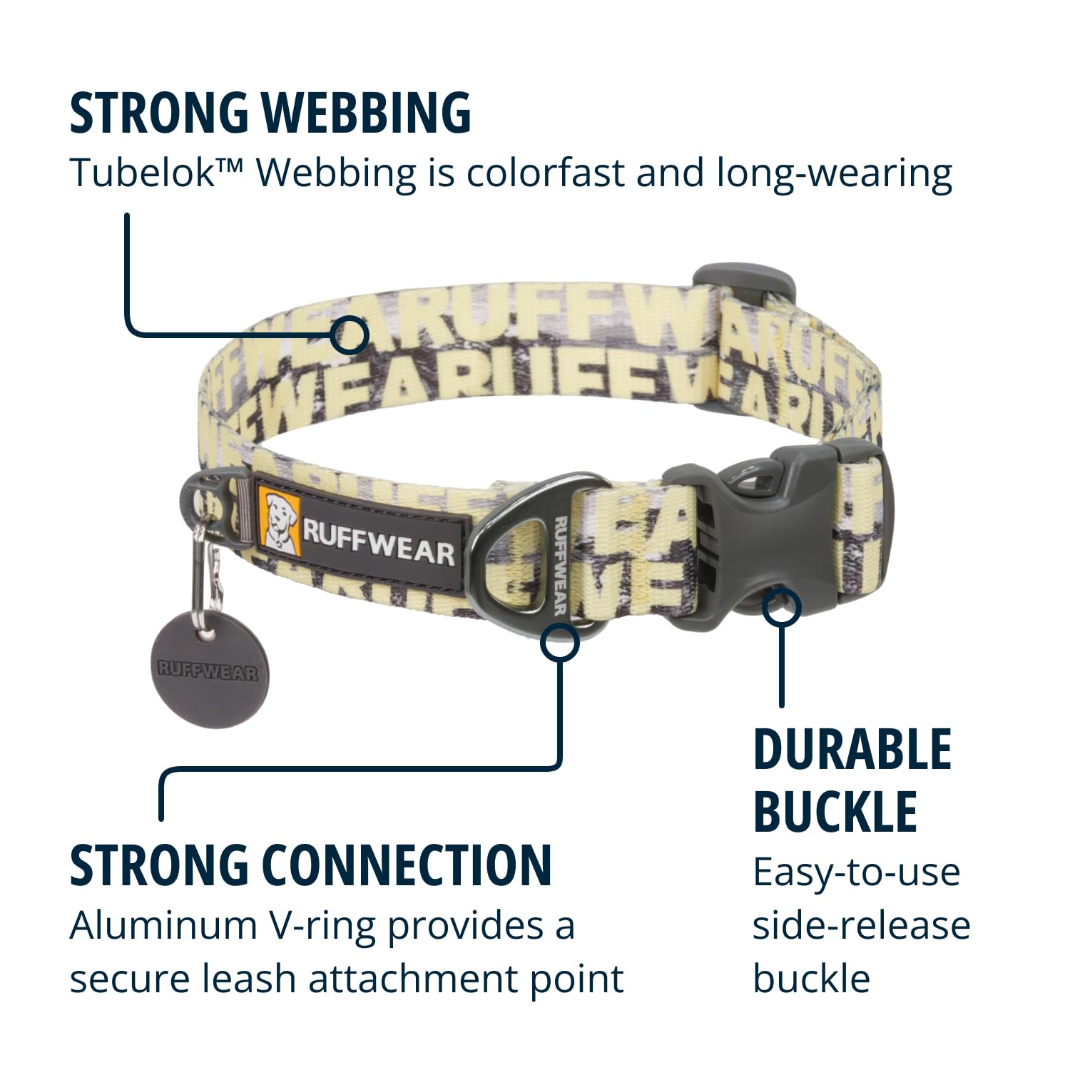 Ruffwear, Front Range Dog Collar, Durable And Comfortable Collar For Everyday Use, Mountains Logo, 20''-26''