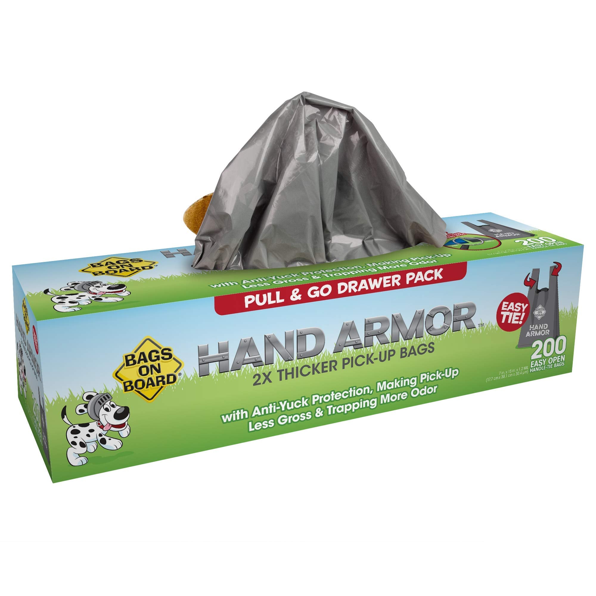 Bags On Board Dog Poop Bags | Extra Thick Waste Pickup Bags With Easy Tie Handles | Easy Dispensing Drawer Pack | 200 Count