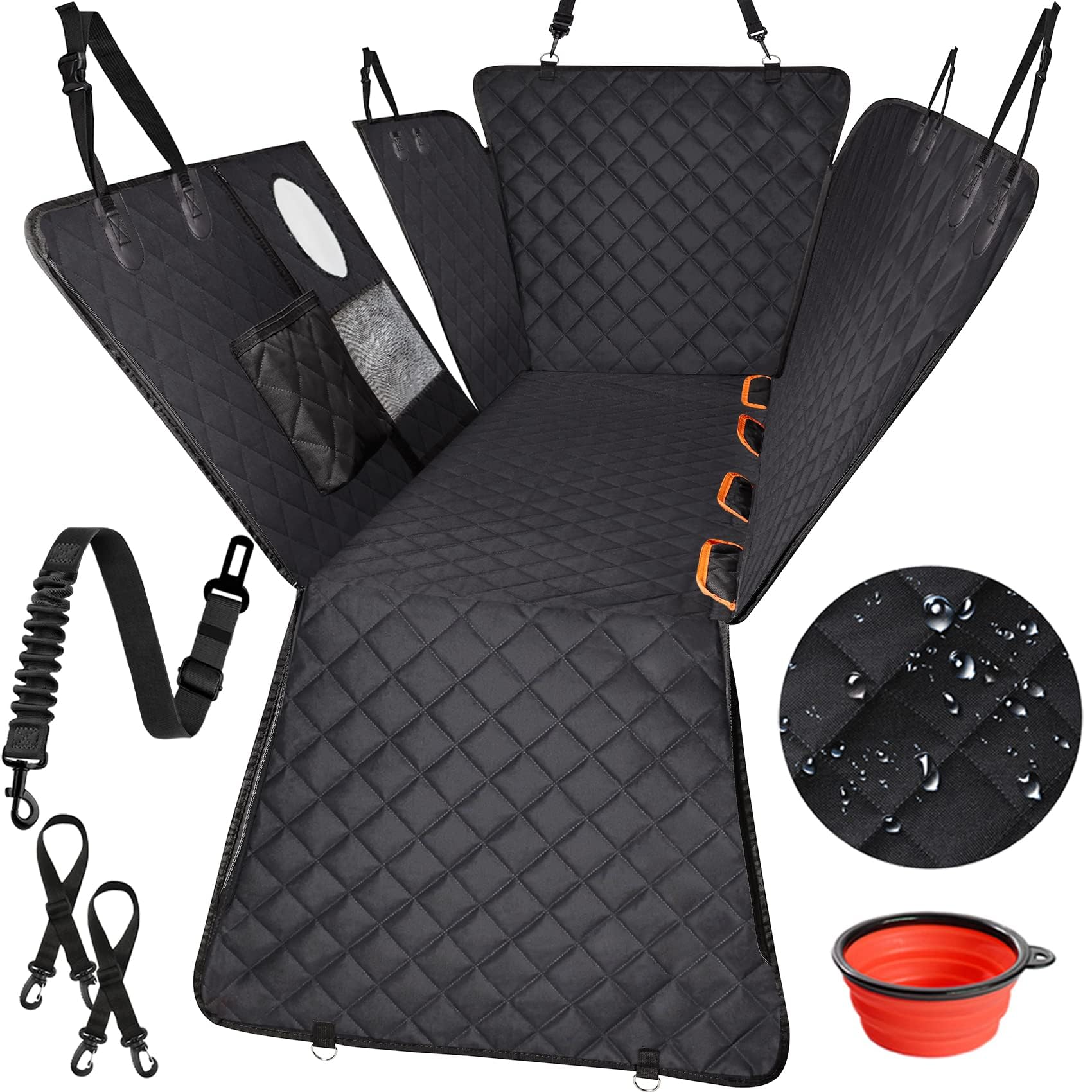 Famstar Dog Car Seat Cover - 100% Waterproof, Durable 600D 6-Layer Scratchproof Nonslip Pet Seat Cover with Mesh Window for Car,