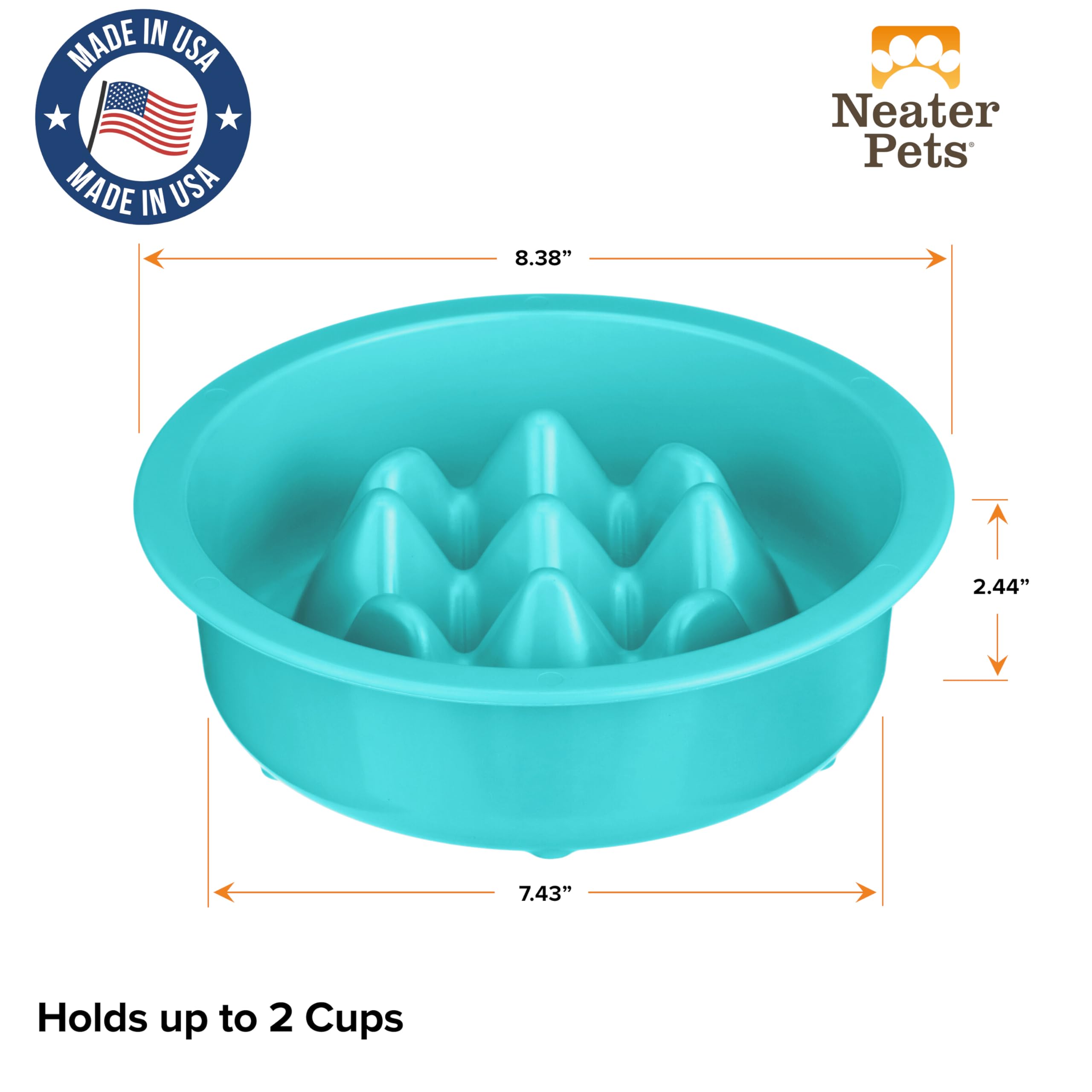 The Niner Slow Feed Bowl - Raised Peaks Slow Down Pets Eating - Fits Elevated Feeders Including Neater Feeder Large Sizes - Gent