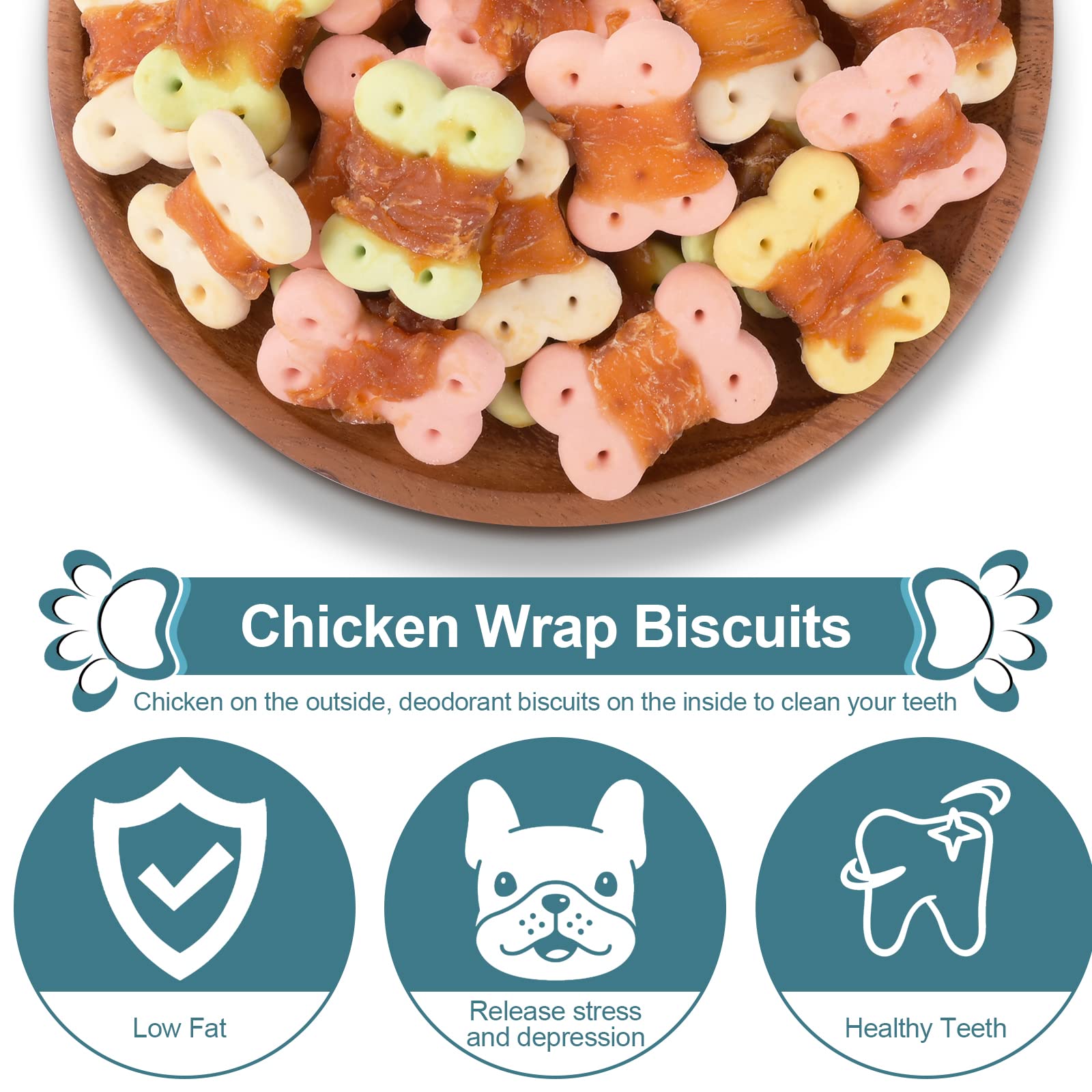 Pawant Dog Treats Biscuits with Chicken Chews for Small Dogs, 1 lb, No Rawhide