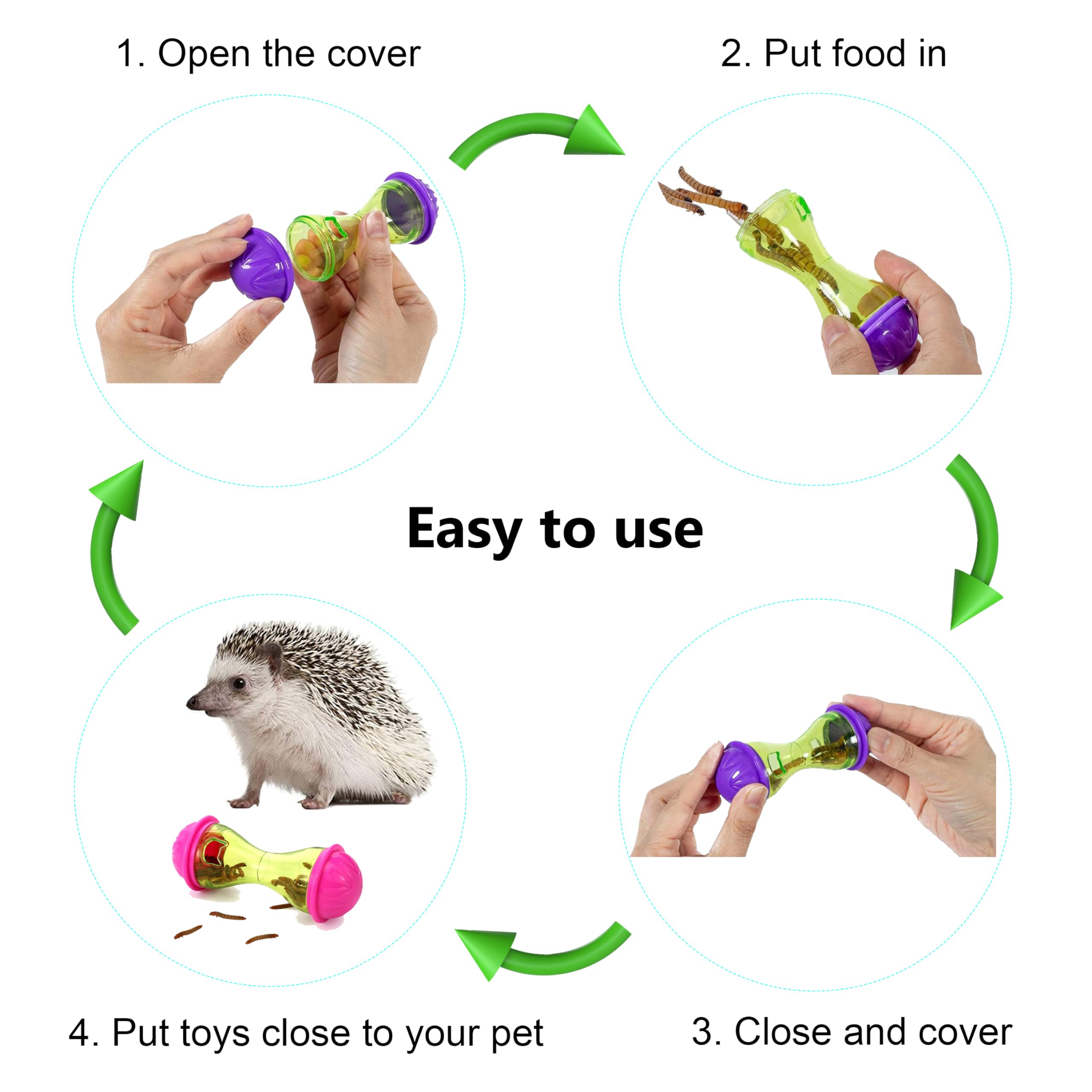 3Pcs Hedgehog Toys - Enrichment Toys for Hedgehogs - Blue, Red, Purple - Model 613900319525