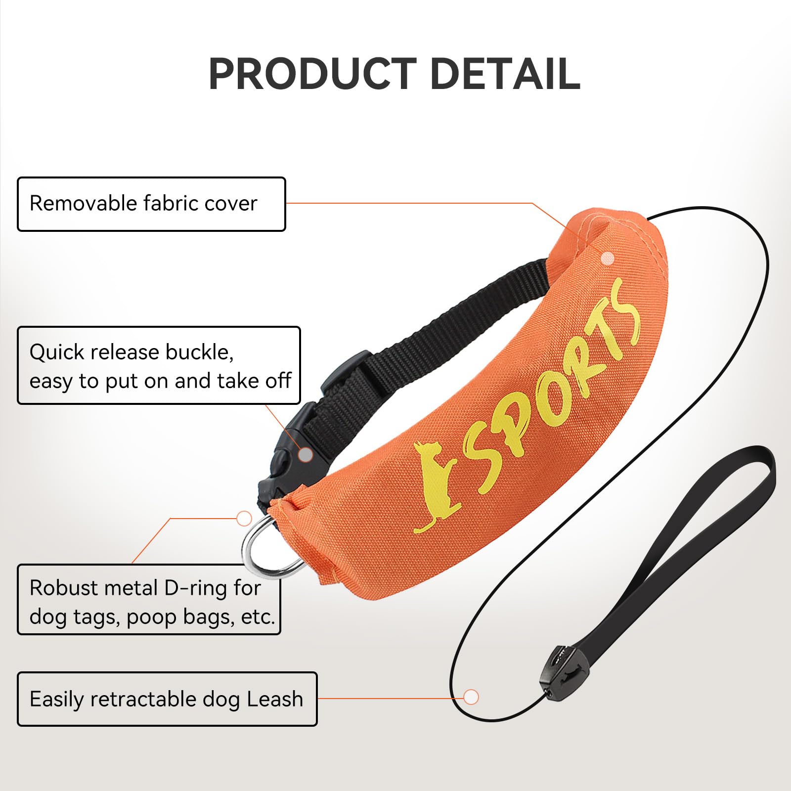 Billionchains 2 In 1 Dog Collar With Retractable Dogs Leash, Adjustable Dog Collar For Medium To Large Dogs
