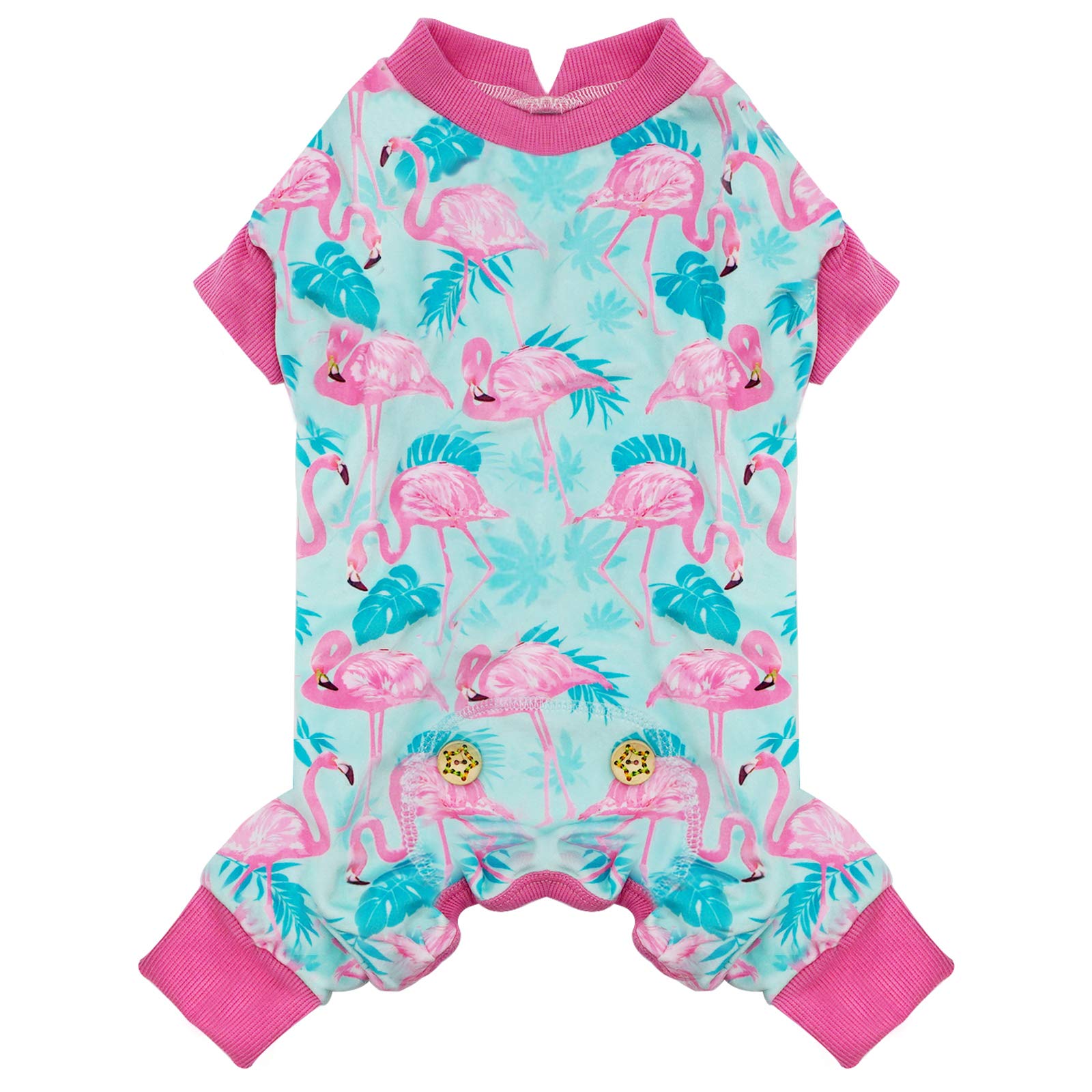 Kyeese Dog Pajamas Flamingo Dog Surgery Recovery Suit Velvet Dog Clothes Dog Coat Dog Body Suits After Surgery Dog Onesie Dog Co