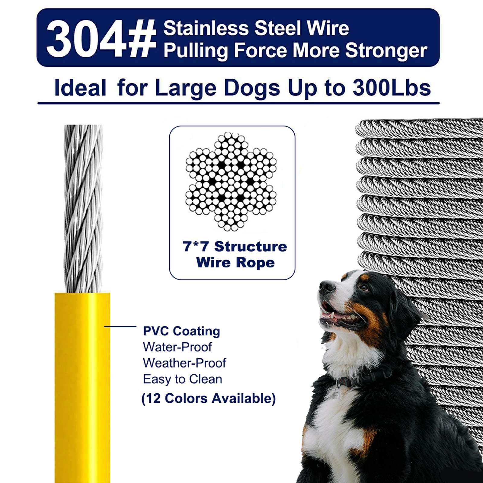 Tie Out Cable For Large Dogs, Dog Runner For Yard, Heavy Duty Swivel Hooks Lead Holds Break Strength Of 1000Lbs, Steel Wire Chai