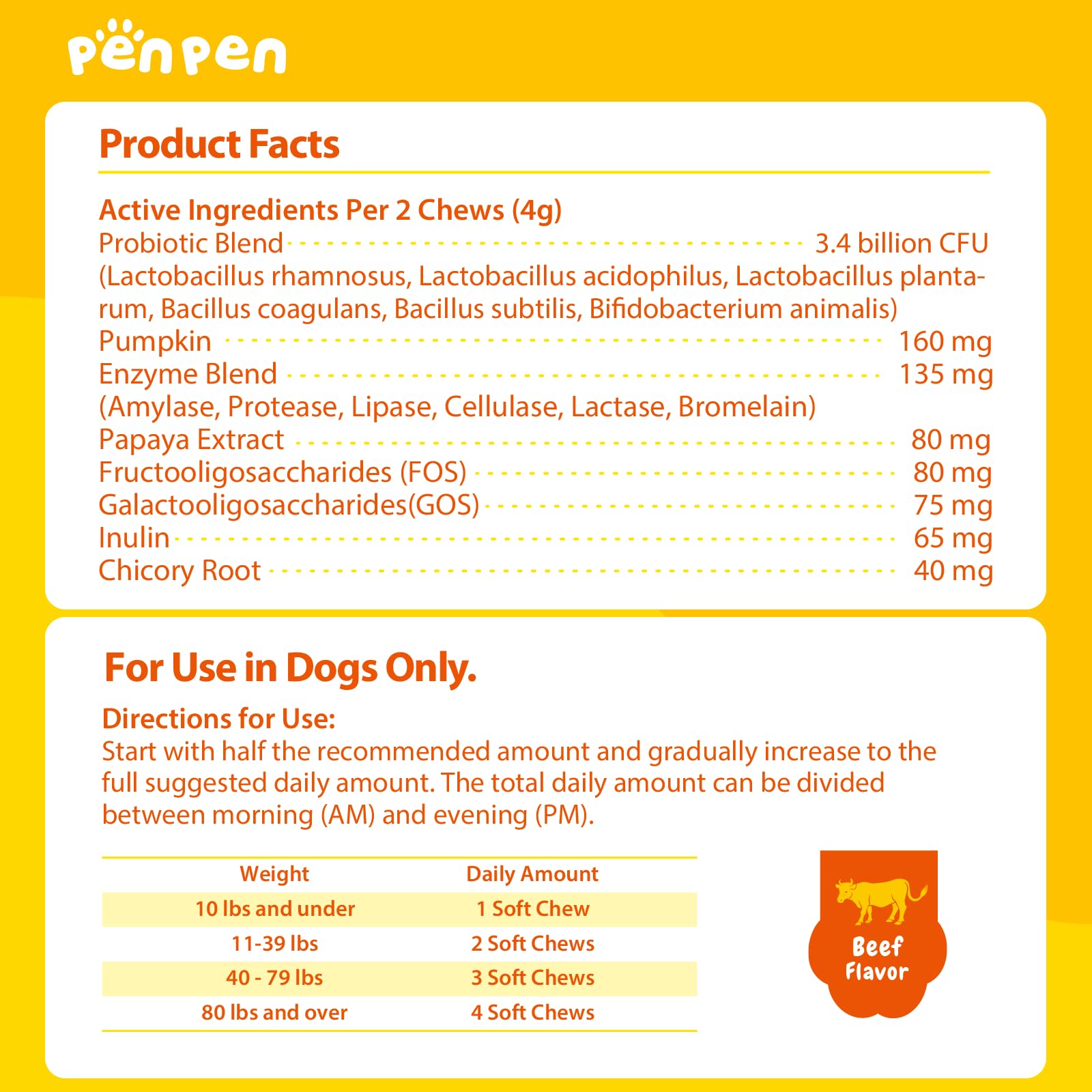 PENPEN Probiotics for Dogs, Dogs Probiotics for Digestive Health, Multi-Probiotic and Enzyme Blend Promote Gut Health & Immune S