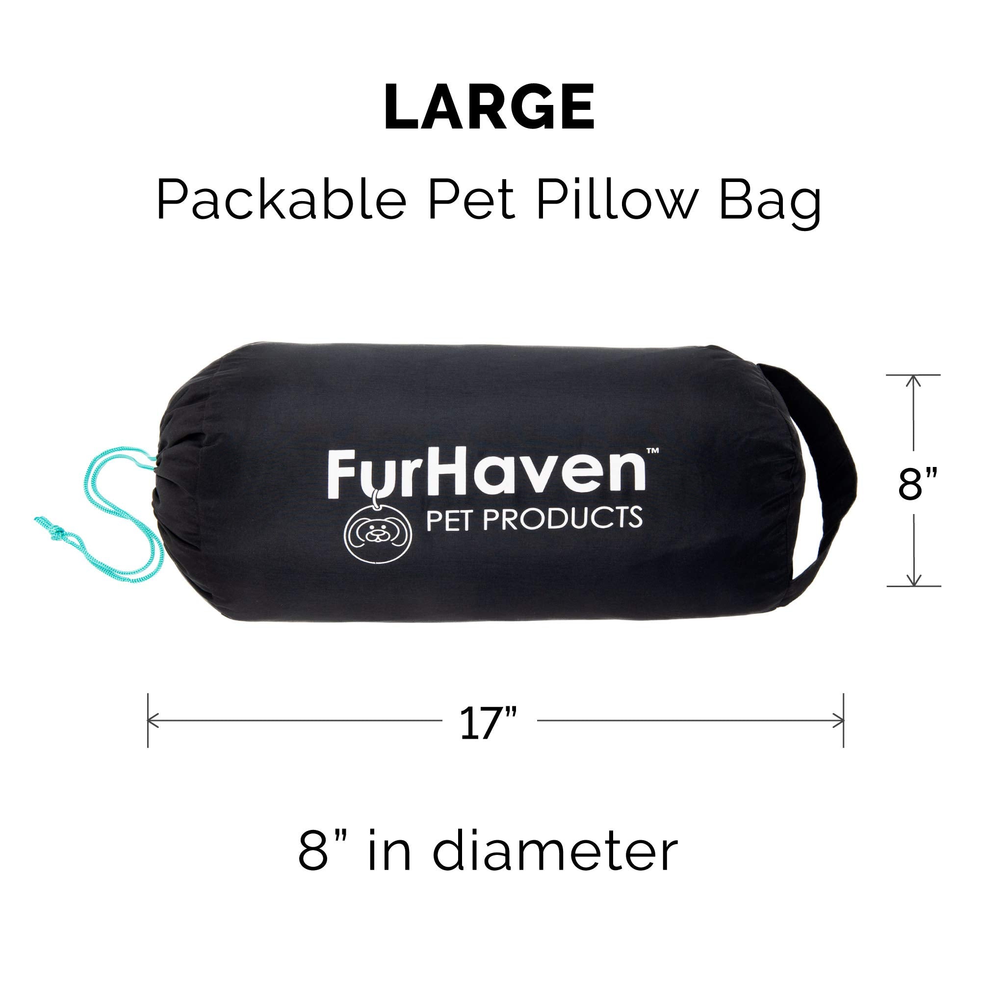 Furhaven Outdoor Travel Dog Bed For Large/Medium Dogs W/ Carry Bag, Washable & Foldable, Great For Crates & Kennels - Trail Pup Travel Pillow Mat W/ Stuff Sack Bag - Aqua/Granite Gray, Large