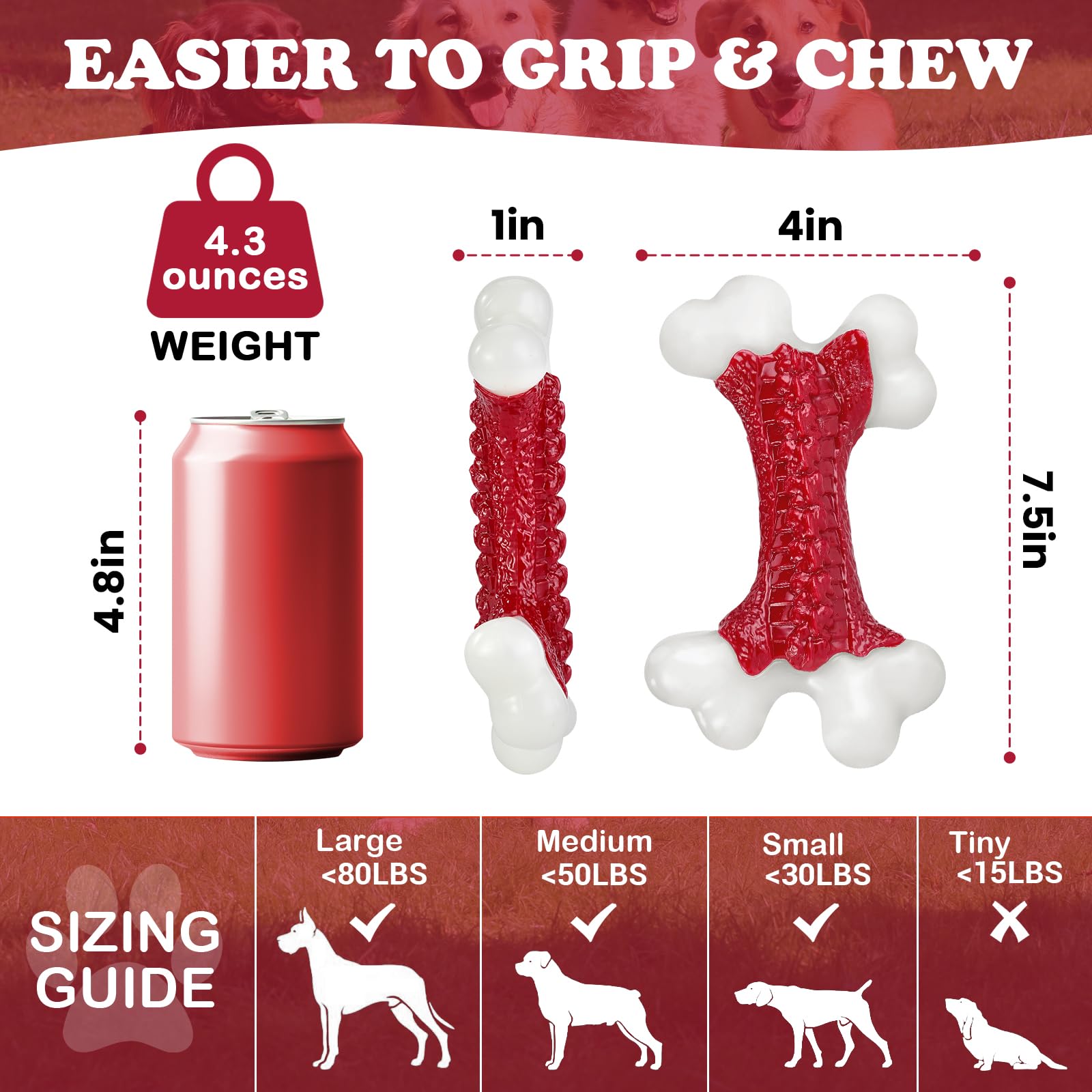 Kseroo Tough Dog Toys, Dog Toys For Aggressive Chewers Large Breed, Aggressive Chew Toys For Large Dogs (2 Pack)