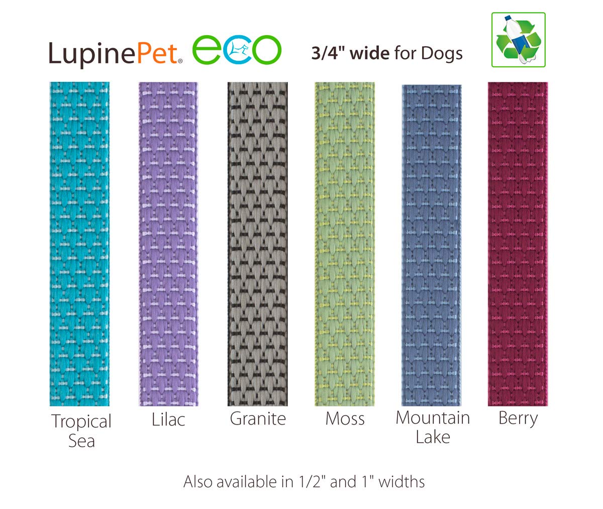 LupinePet Eco 3/4'' Granite 6-Foot Padded Handle Leash for Medium and Larger Dogs