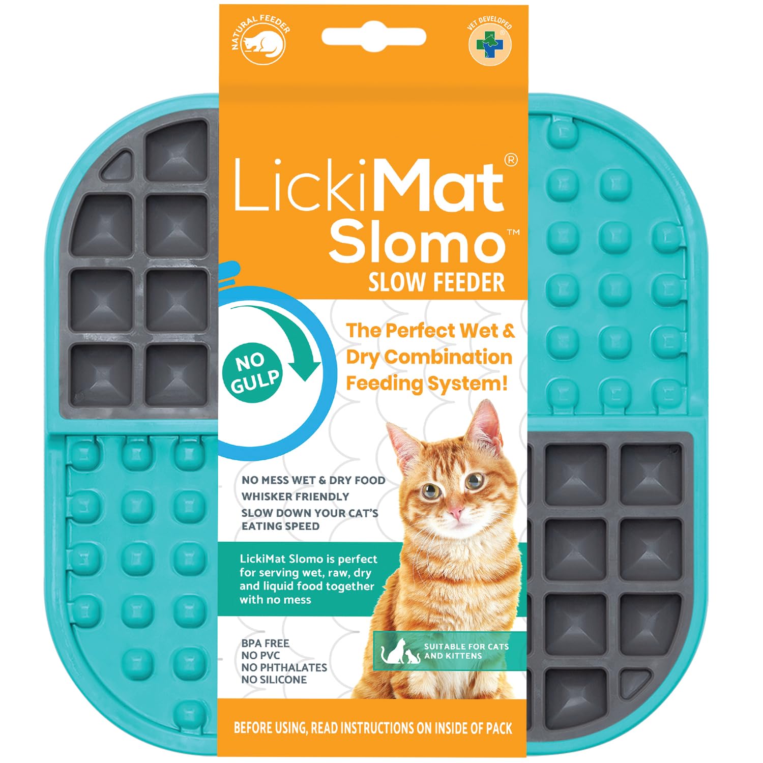 LickiMat Slomo, Cat Slow Feeder Lick Mat, Boredom Anxiety Reducer; Perfect for Food, Treats, Yogurt, or Peanut Butter. Fun Alter