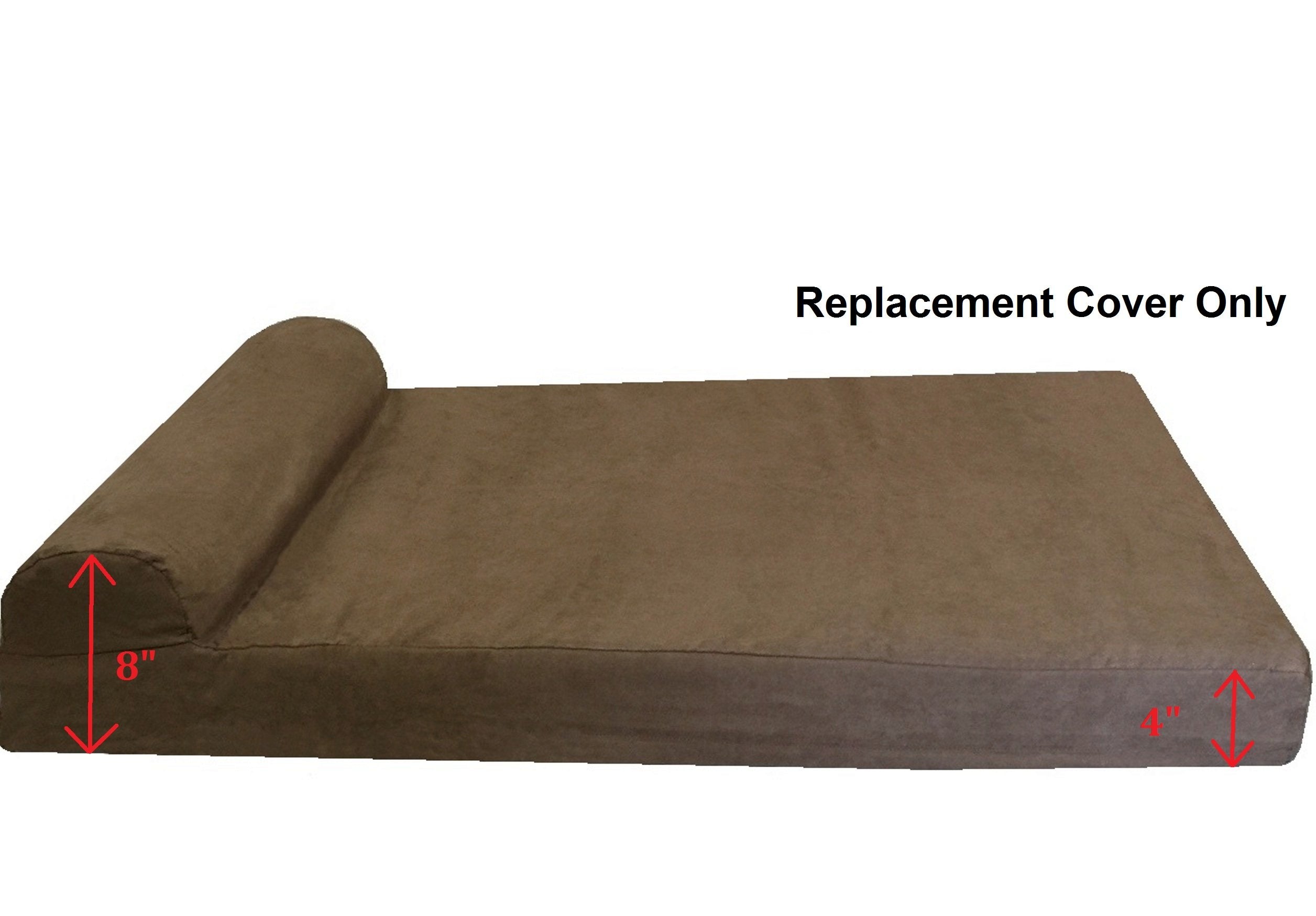 Dogbed4Less Headrest Dog Pet Bed External Cover - Replacement Cover Only, Jumbo 55X47X4 Inch, Brown