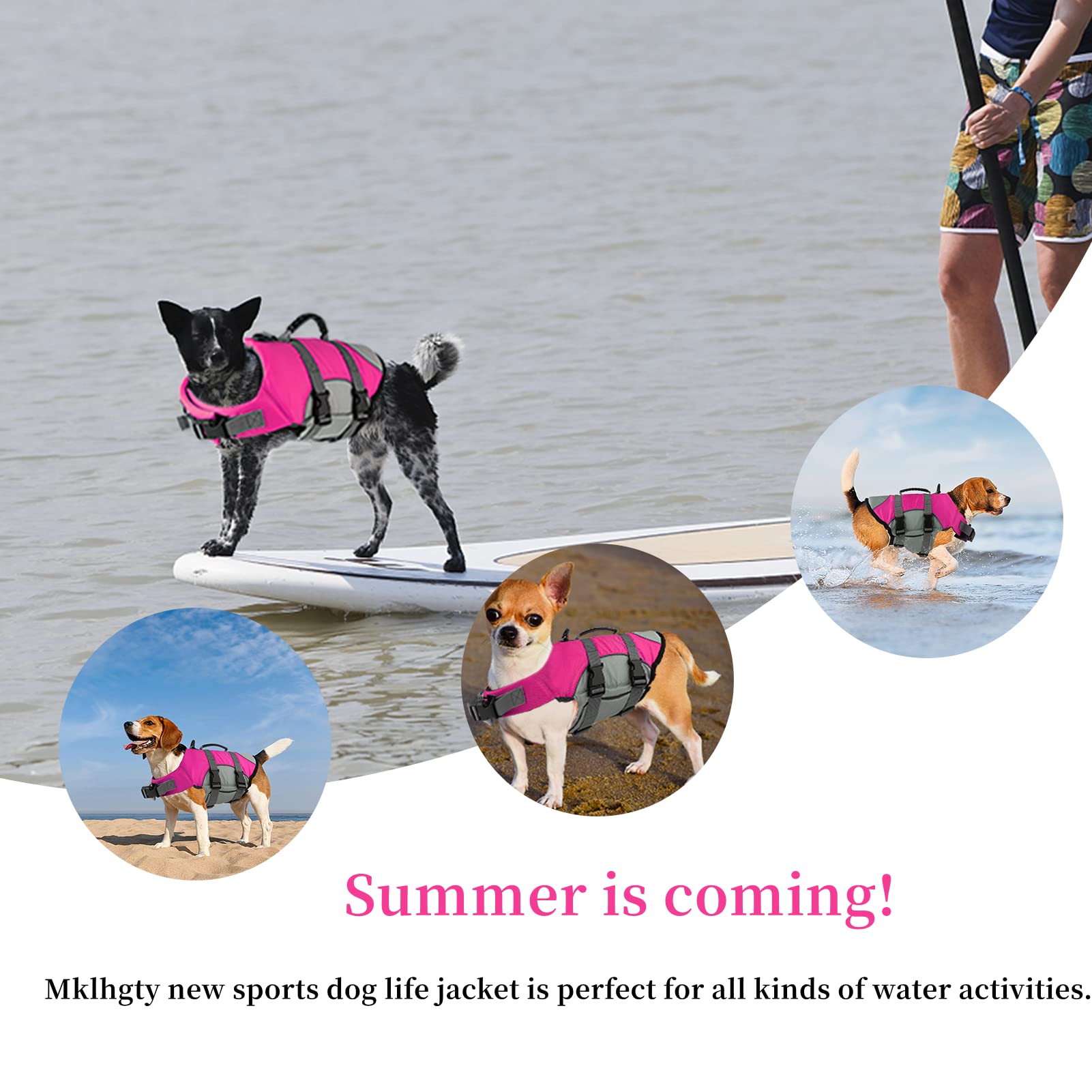Mklhgty Dog Life Jacket, Reflective & Adjustable Dog Life Vest With Rescue Handle For Swimming And Boating, Ripstop Pet Safety L
