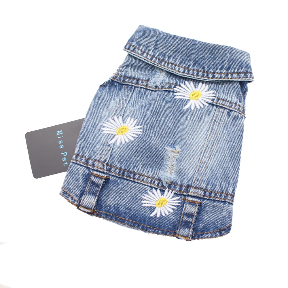 MISS PET Denim Dog Costume Sky Blue XXL Cowboy Vest Shirt for Chihuahua Yorkies