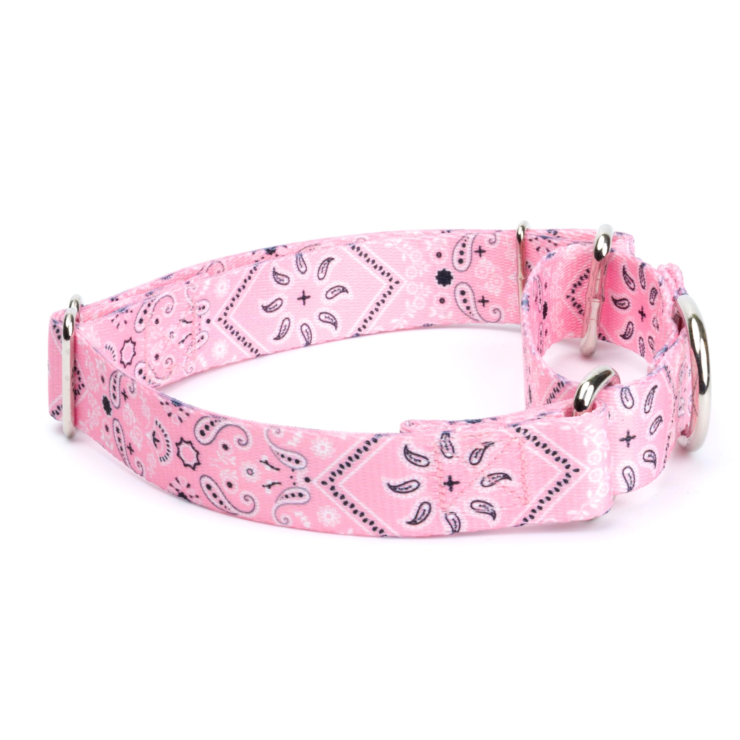 Country Brook Petz - Pink Bandana Martingale Dog Collar - Country And Western Collection Featuring Rustic Designs (1/2 Inch, Ext
