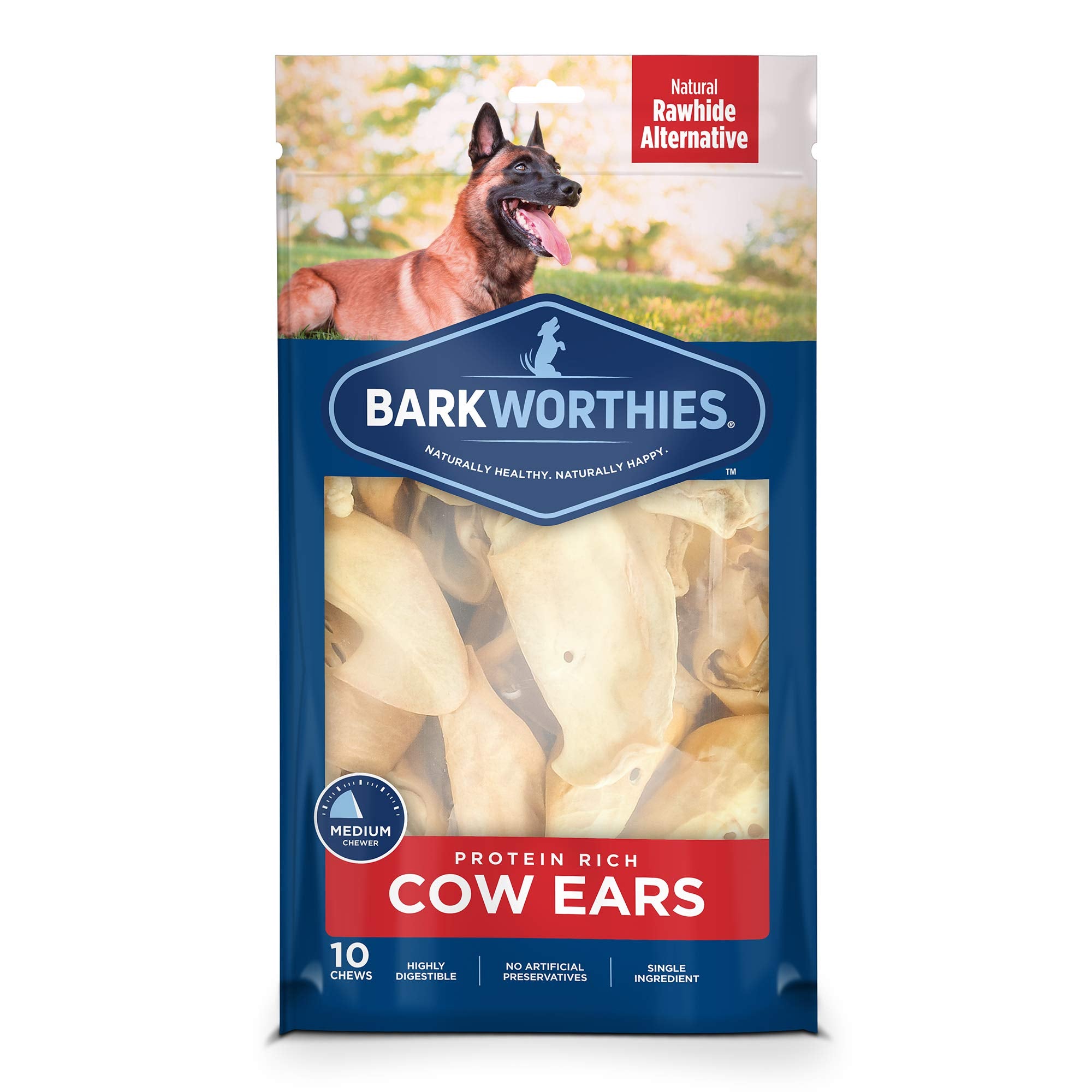 Barkworthies ProteinRich Cow Ears (10 Chews)  AllNatural Rawhide Alternative  Highly Digestible Dog Chew  Gourmet, Healthy 