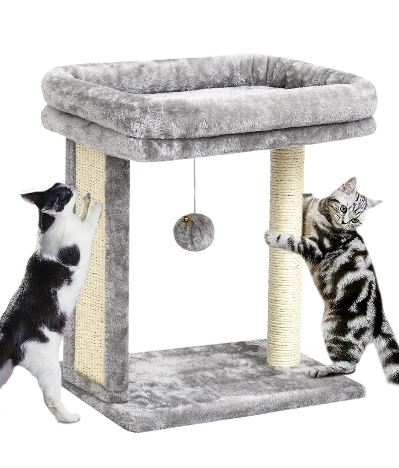 Syandlvy Cat Tree With Scratching Post For Indoor Cats, Scratching Board With Perch, Cat Post Scratcher With 2 Dangling Balls, G