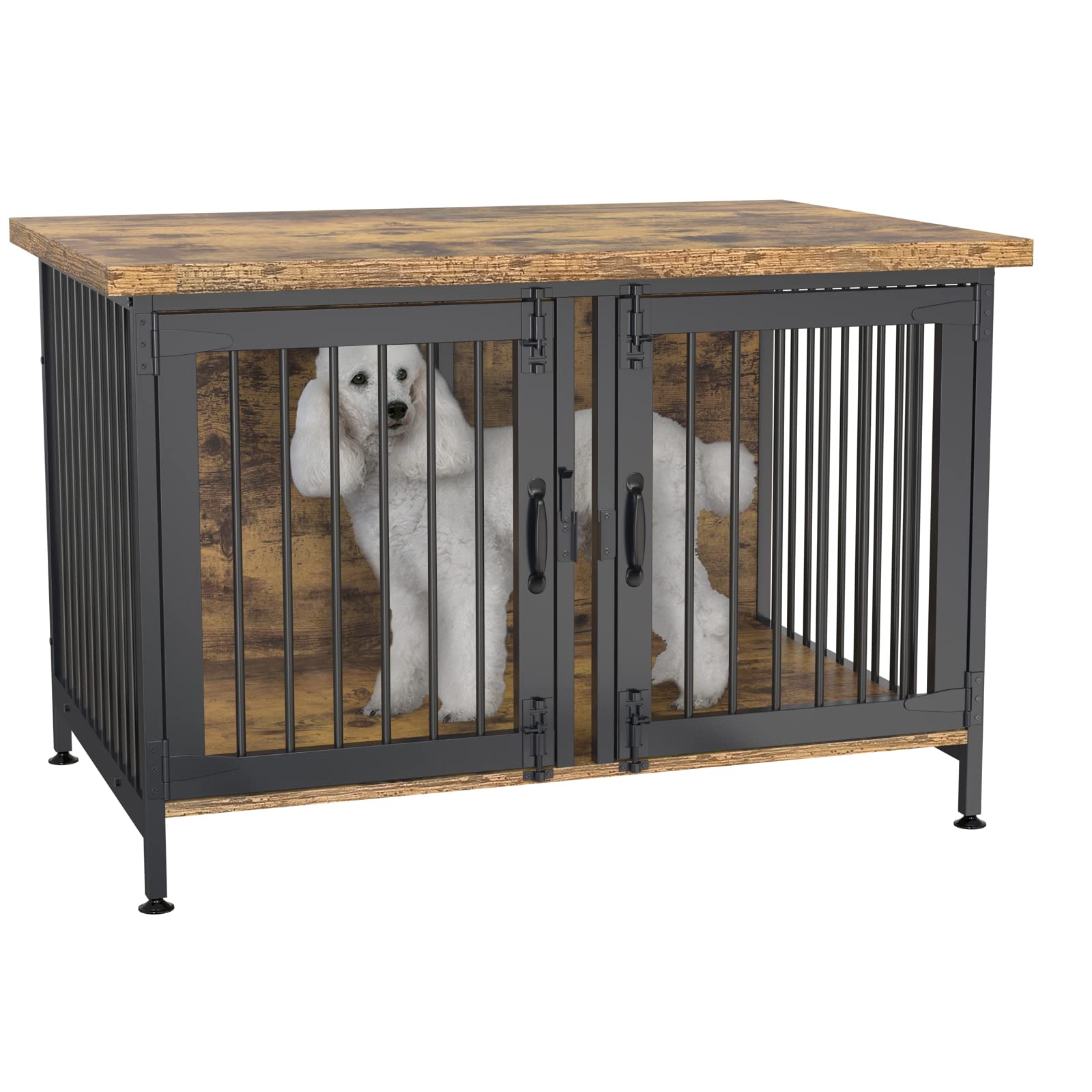 Gdlf Double Dog Crate With Divider For 2 Small Or 1 Dog, Furniture Style Kennel Indoor Cage With Removable Panel (Int.Dims:36.2