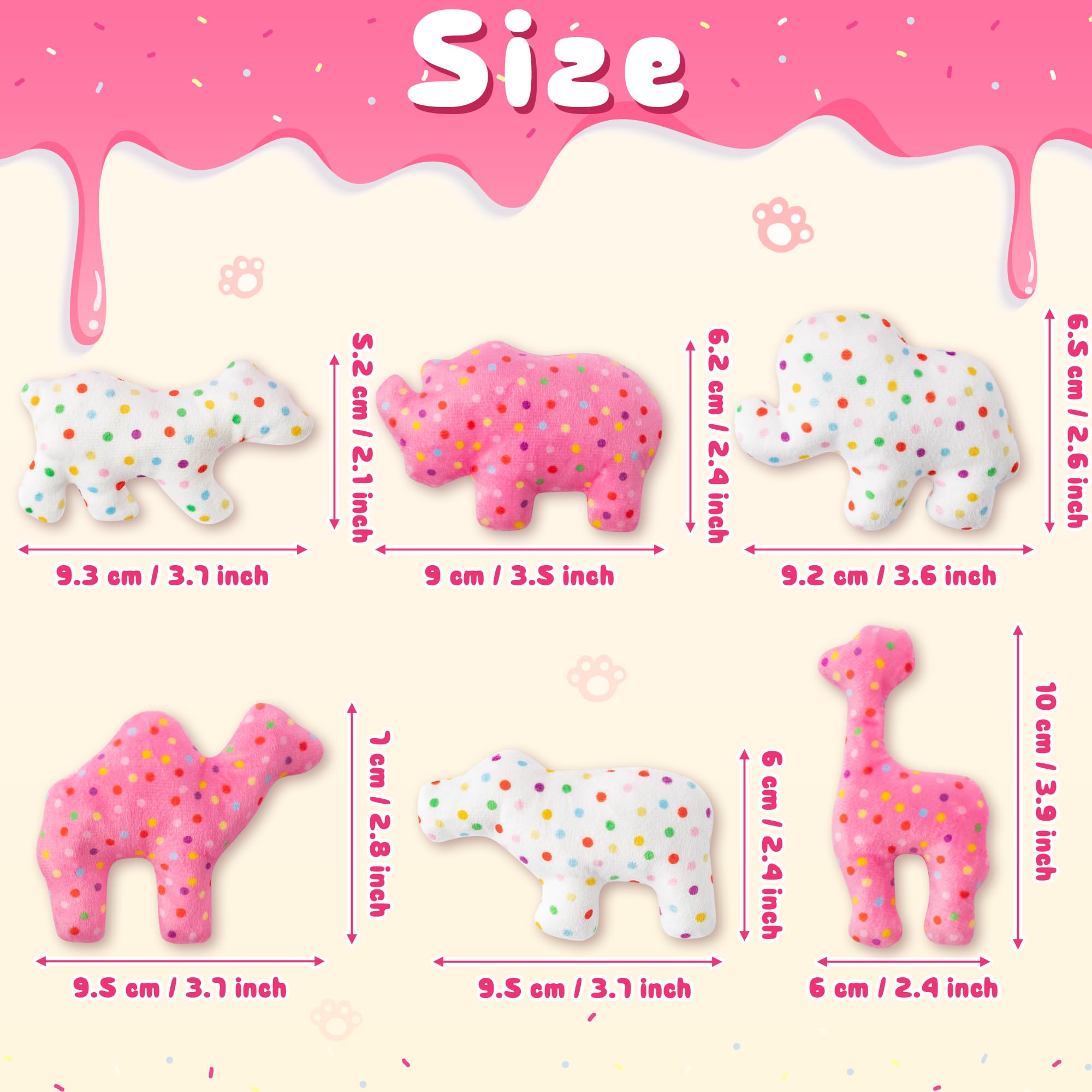 Mallmall6 6Pcs Frosted Animal Cookie Catnip Crinkle Paper Sound Toys Gift For Cat, Catmint Teething Chew Kick Interactive Toy Fo
