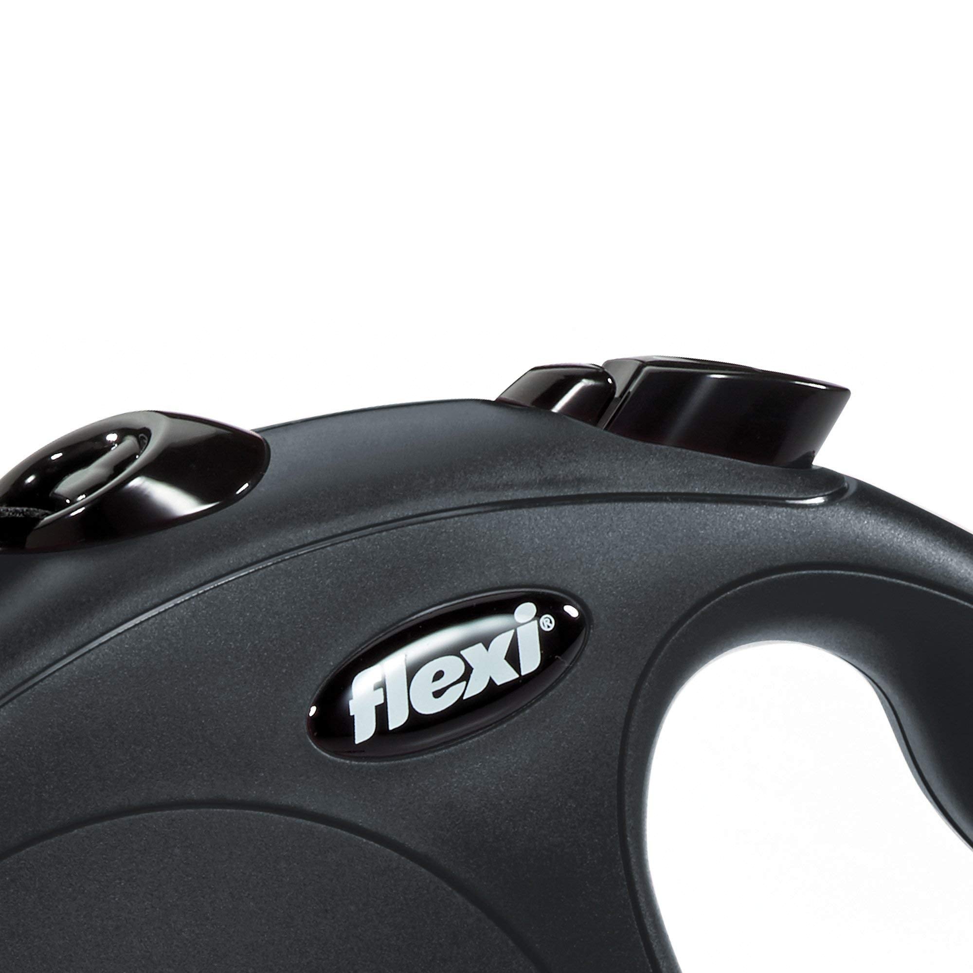 Flexi New Classic Retractable Dog Leash (Tape), 16 Ft, Large, Black