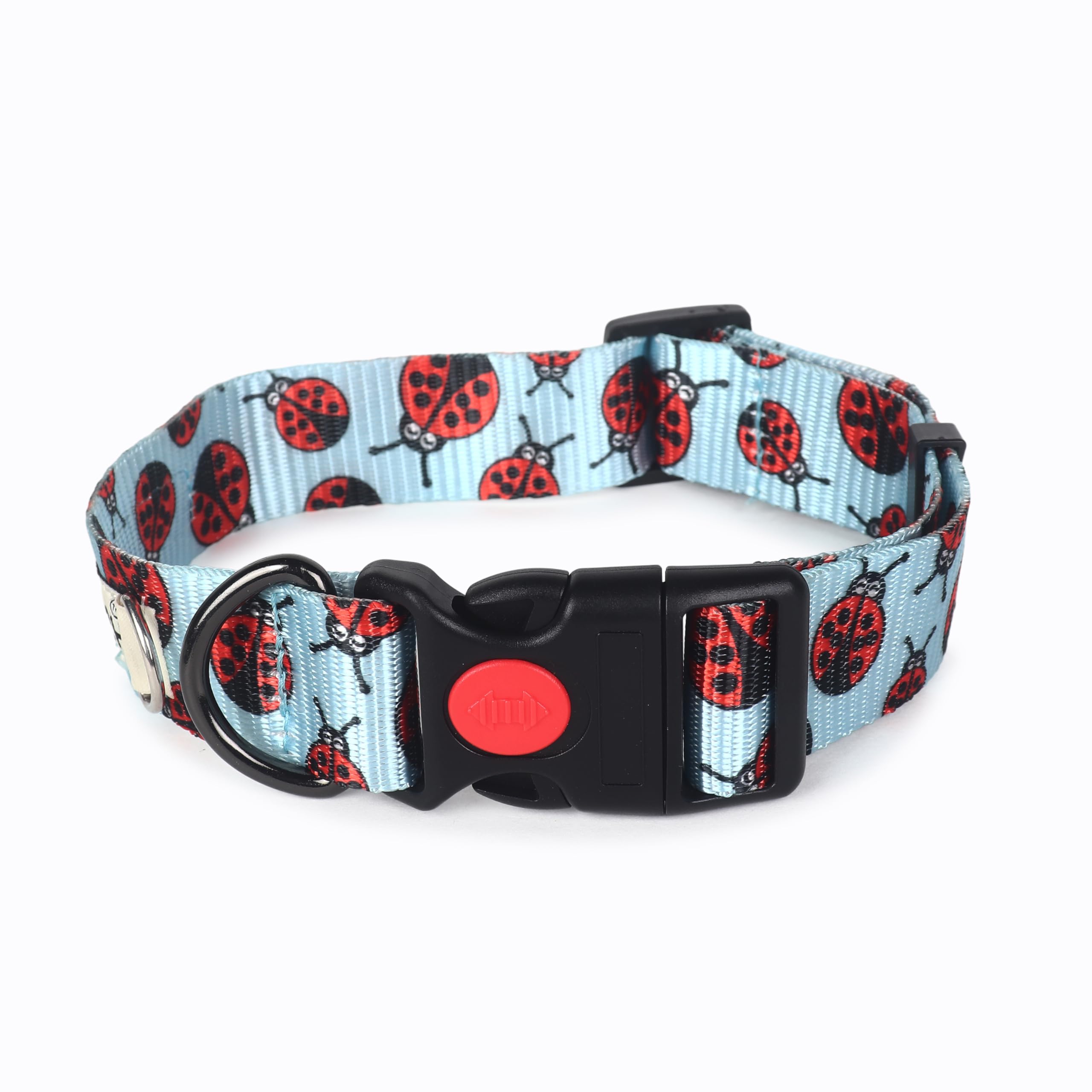 Tedhi Poonch Premium Adjustable Printed Collar For Dogs & Puppies (Beetles Galore, Large),27.4X1.5 Inch,Blue,Black