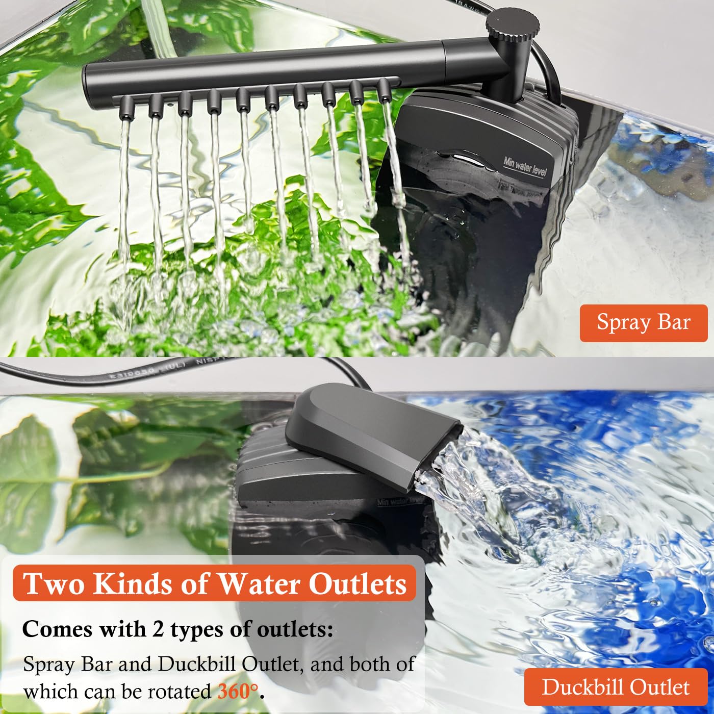 FEDOUR 165GPH U-V Aquarium Filter Pump with Timer for 10-50 Gallon Tanks, Model 138, Includes Biochemical and Activated Carbon Cotton