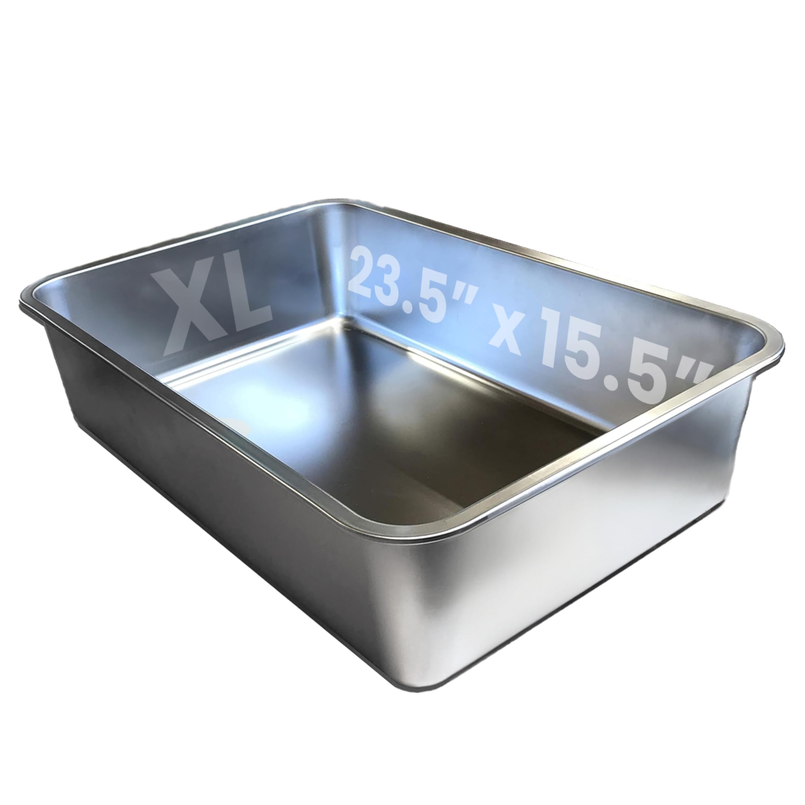 Iprimio Ultimate Stainless Steel Xl Cat Litter Box - Xl Litter Box For Big Cats - Large Cat Litter Box - Never Absorbs Odor, Stains, Or Rusts - Easy Cleaning Litterbox Designed By Cat Owners (1 Pan)