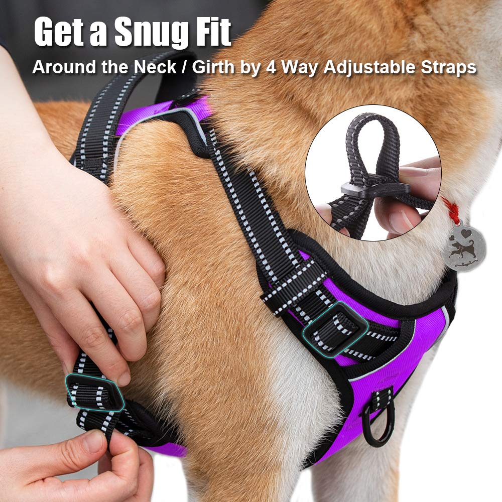 Poypet No Pull Dog Harness, Reflective Comfortable Vest Harness With Front & Back 2 Leash Attachments And Easy Control Handle Ad