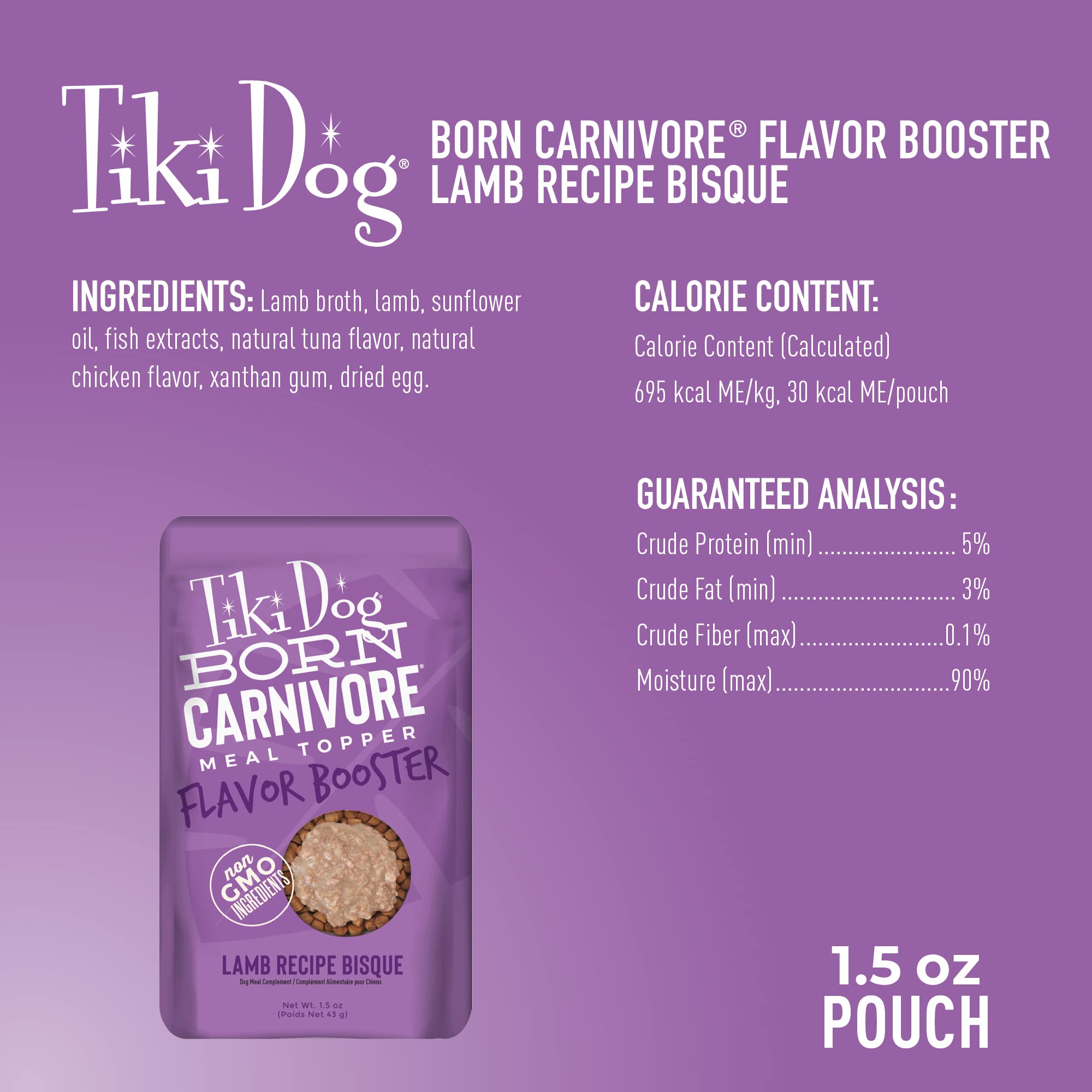 Tiki Dog Born Carnivore Flavor Booster, Lamb Recipe Bisque, Grain Free Meat Based Treat, Meal Topper for All Dog Breeds and All