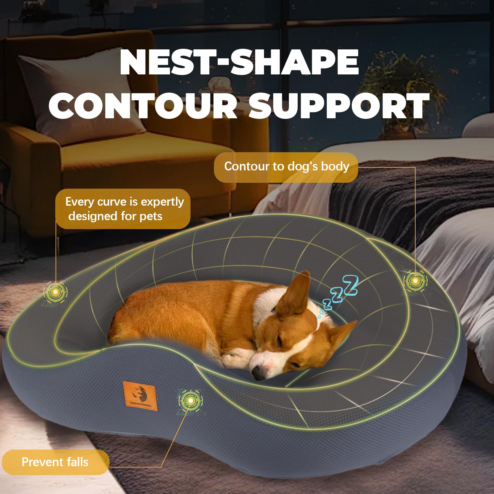 ESCRODOI Orthopedic Dog Beds for Large/Medium Dogs, 9 Thick Pure Memory Foam Dog Bed with Removable Washable Cover, Waterproof