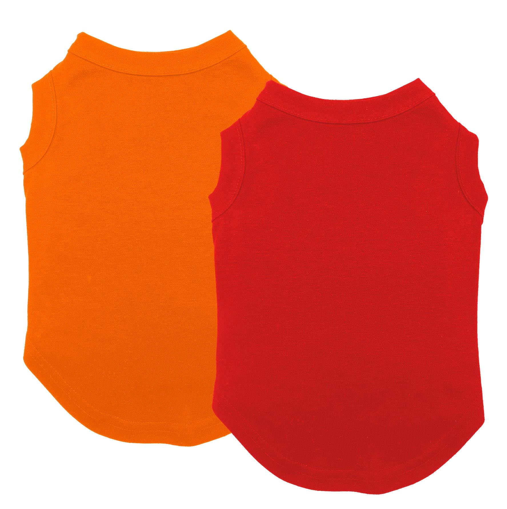 Chol&Vivi Dog Clothes, 2pcs Soft Cotton T-Shirts for Small, Medium, Large, Extra Large Dogs (Red and Orange, S (16 Chest))
