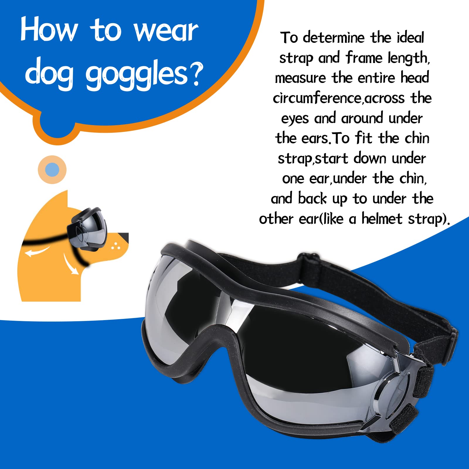 Nvted Dog Sunglasses/Goggles, Uv/Wind/Dust/Fog Protection Pet Glasses Eye Wear With Adjustable Strap For Medium Or Large Dog (Pack Of 1)