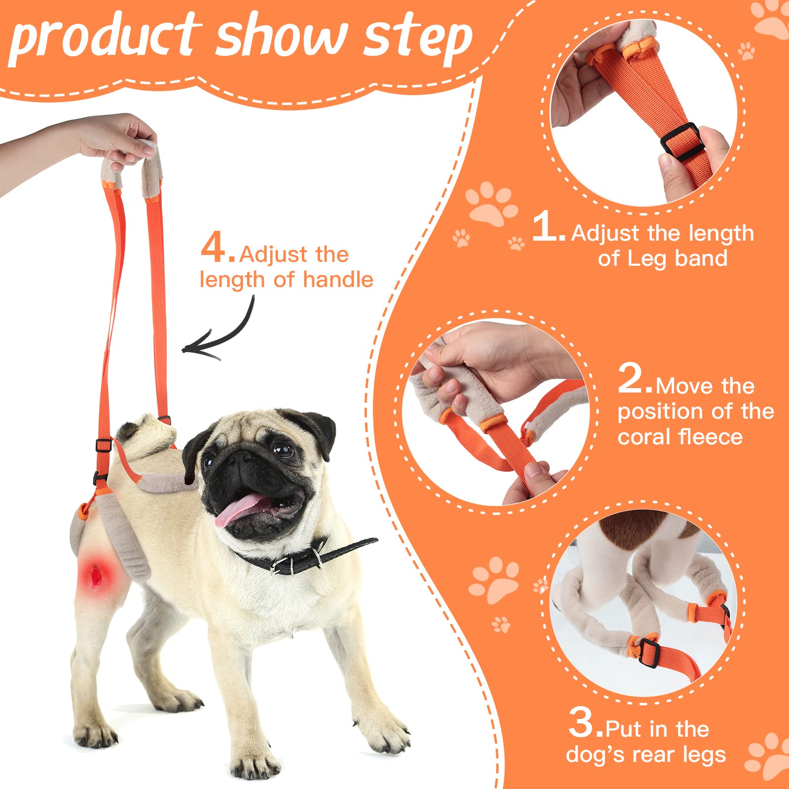 Mixweer 2 Pcs Dog Support Harness for Back Legs Dog Rear Lifting Sling Aid with Handle and Shoulder Strap Hind Leg Support for P