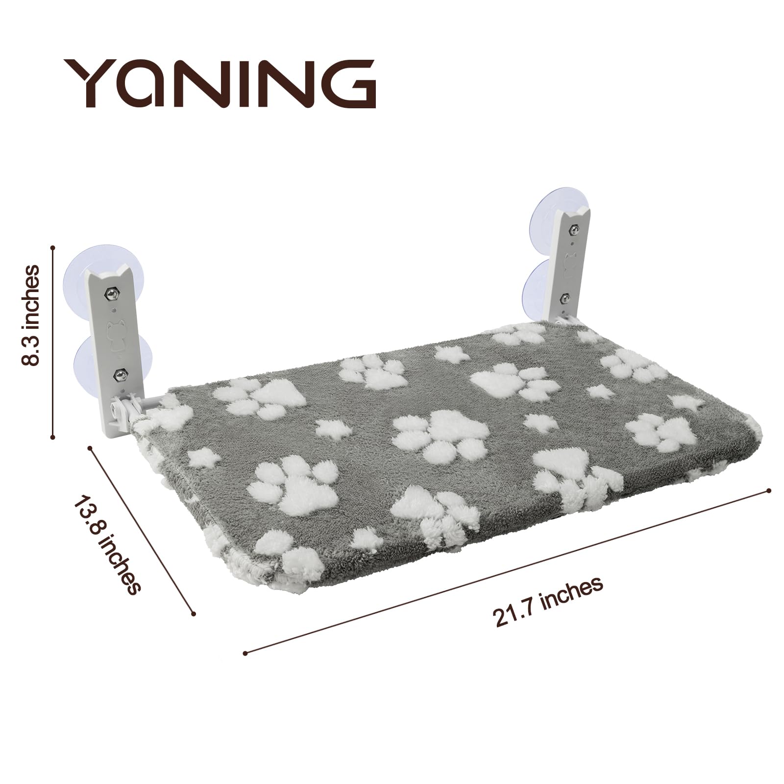 Yaning Cat Window Perch, Foldable Cat Window Hammock With Cute 3D Textured Paw Cover And Strong Suction Cups, Cordless Window Se